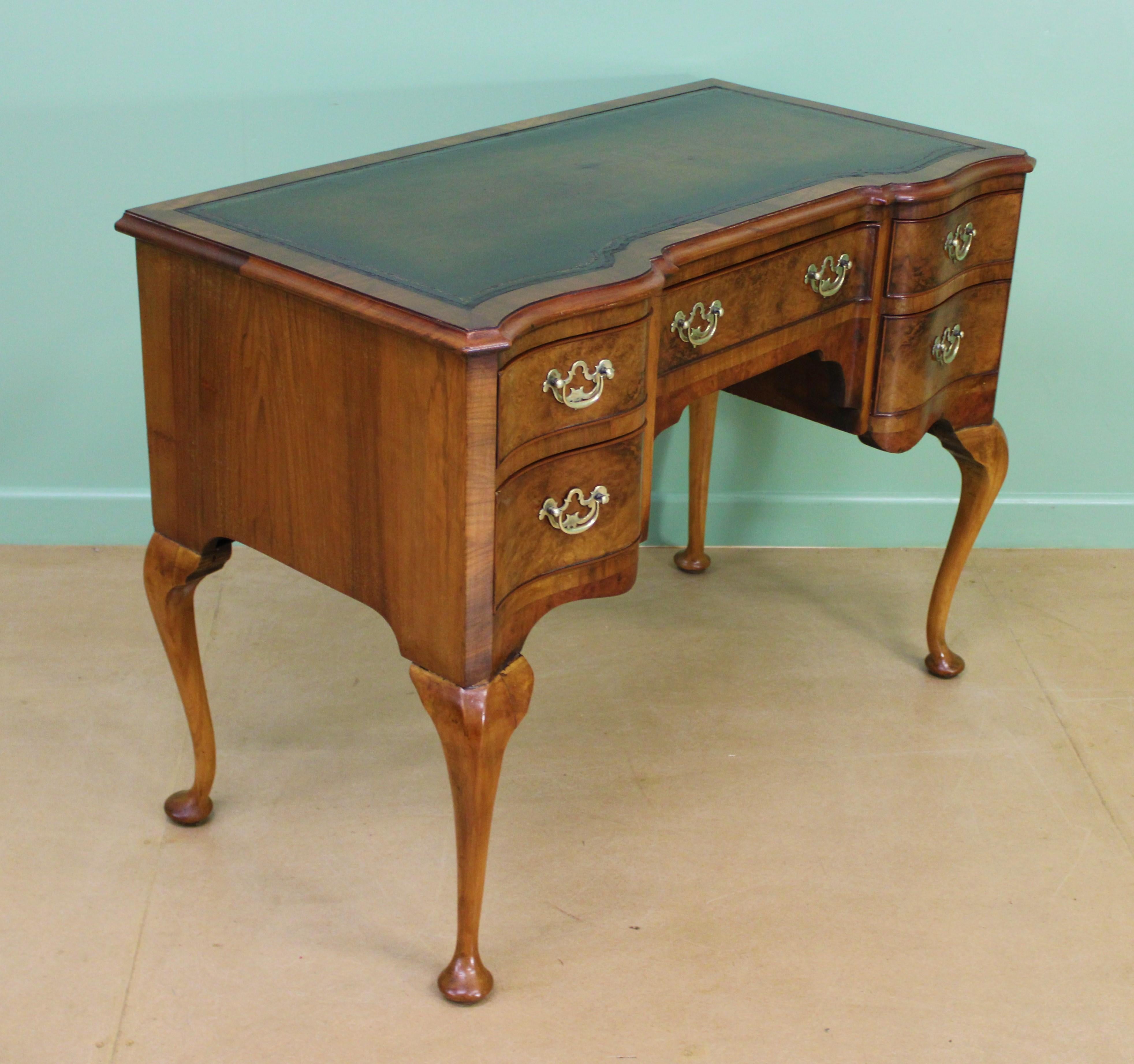 Serpentine Fronted Burr Walnut Writing Table 2