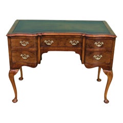 Antique Serpentine Fronted Burr Walnut Writing Table
