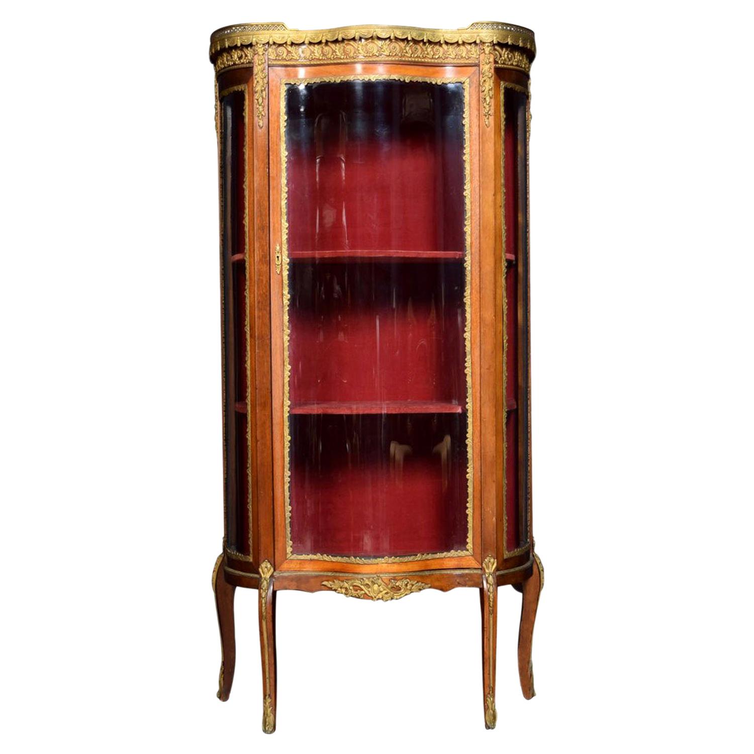 Serpentine Fronted Display Cabinet of Small Proportions For Sale