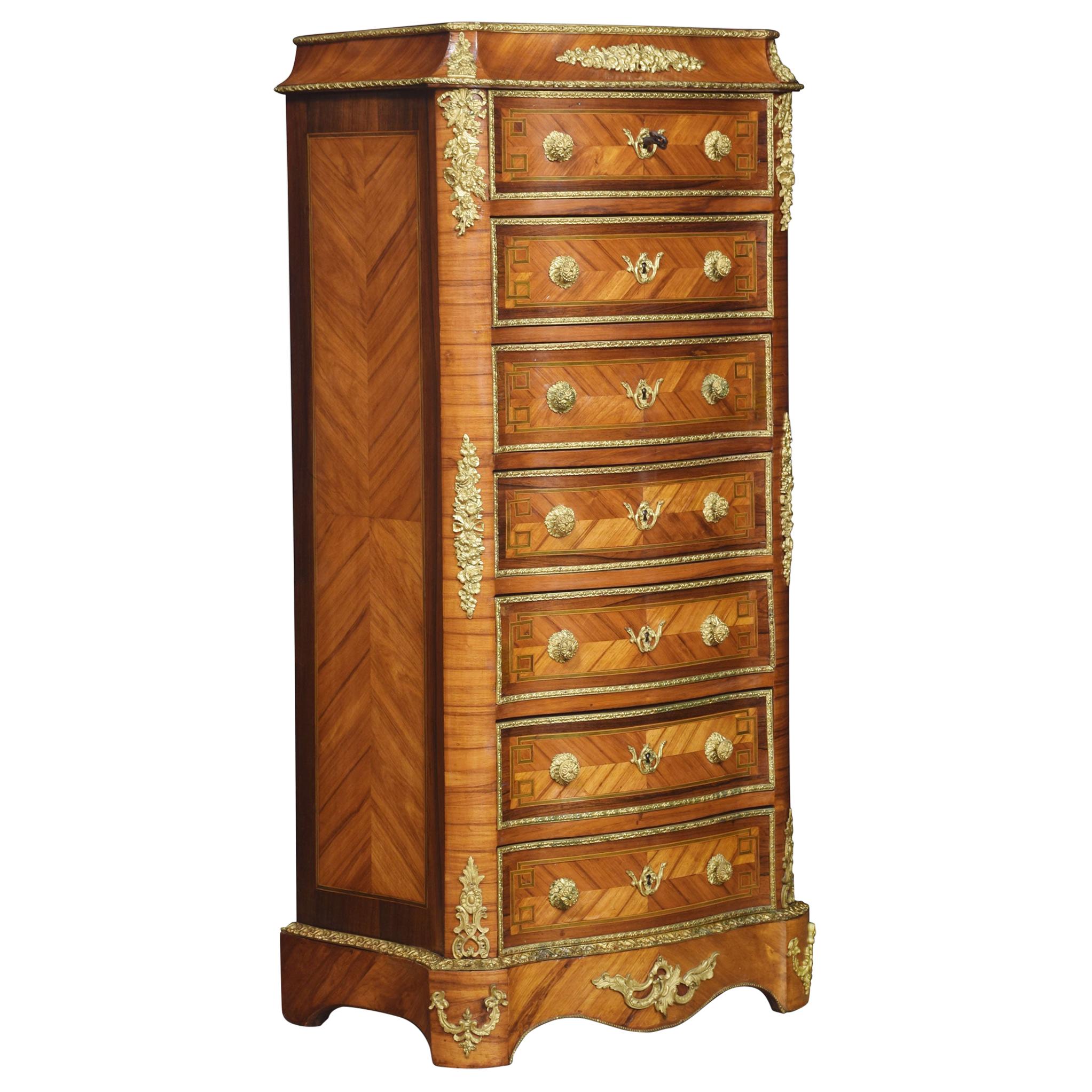 Serpentine Fronted Kingwood Tall Chest of Drawers