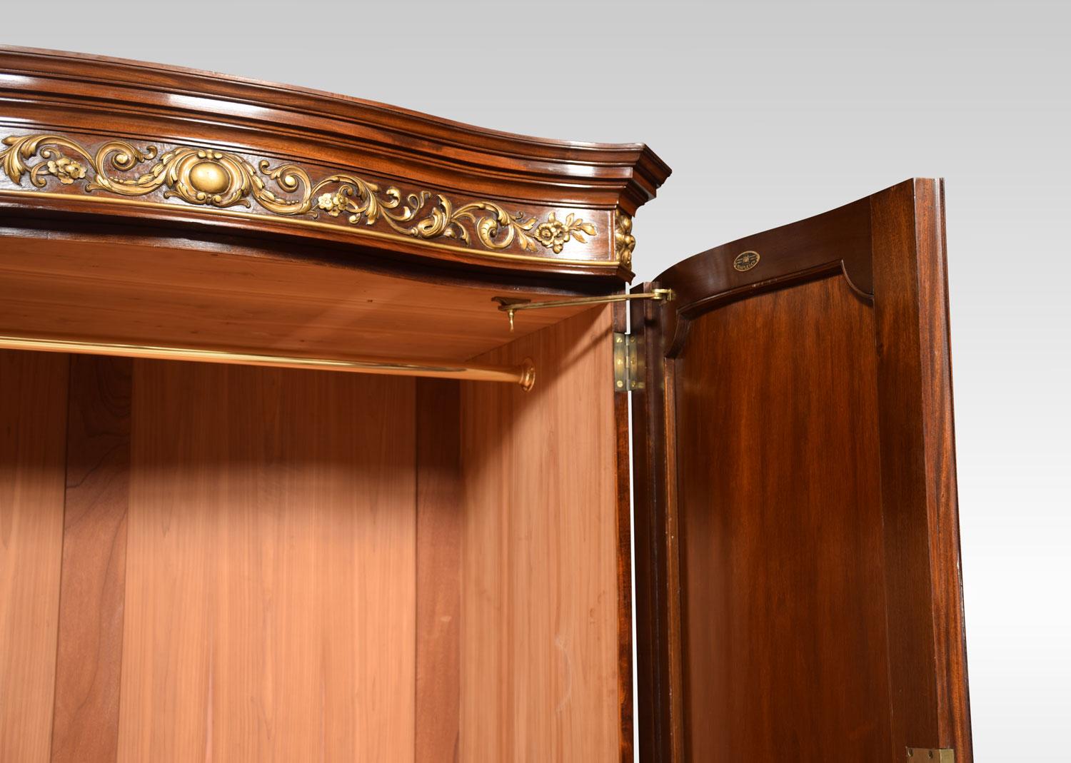19th Century Serpentine Fronted Maple and Co. Walnut Wardrobe