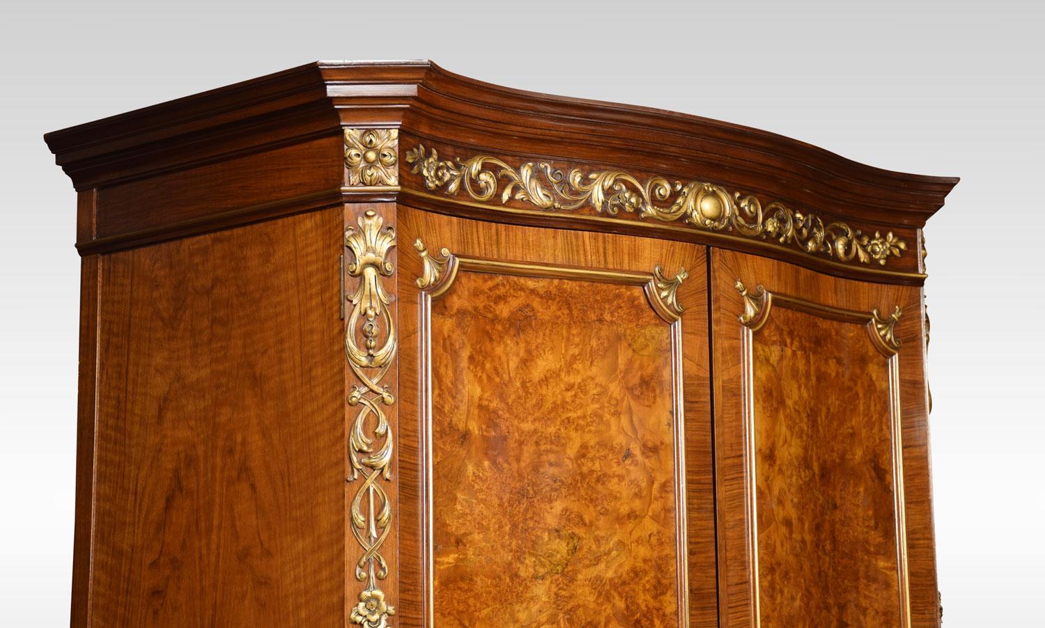 Serpentine Fronted Maple and Co. Walnut Wardrobe 1