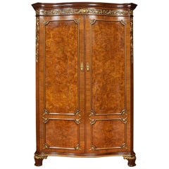 Serpentine Fronted Maple and Co. Walnut Wardrobe