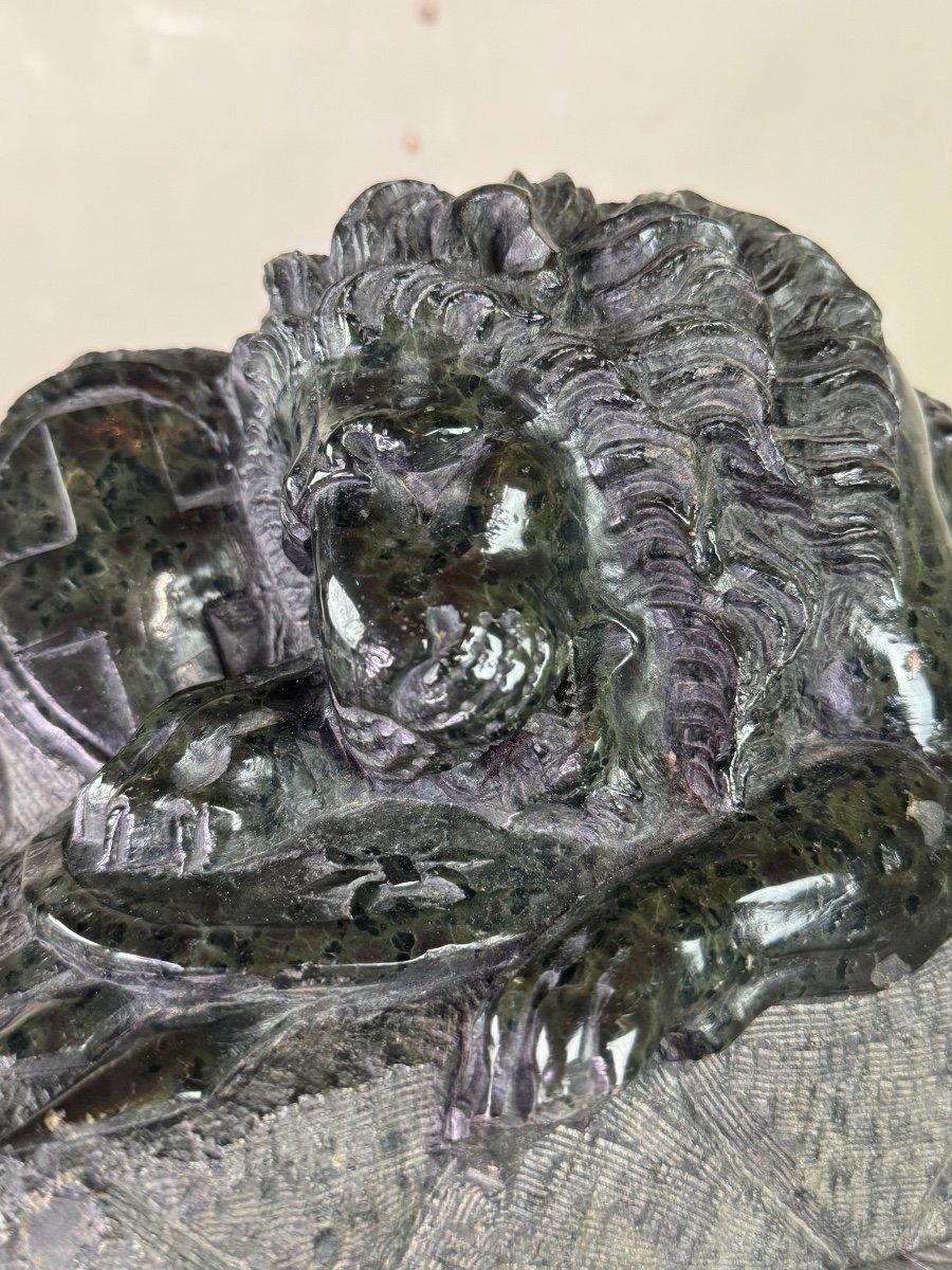 Marmo Scultura in marmo verde serpentino, Il Leone di Lucerna in vendita