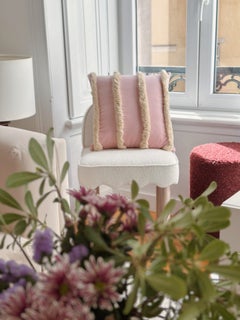 Serpentine II Brick with fringed stripes Velvet Deluxe Handmade Cushion