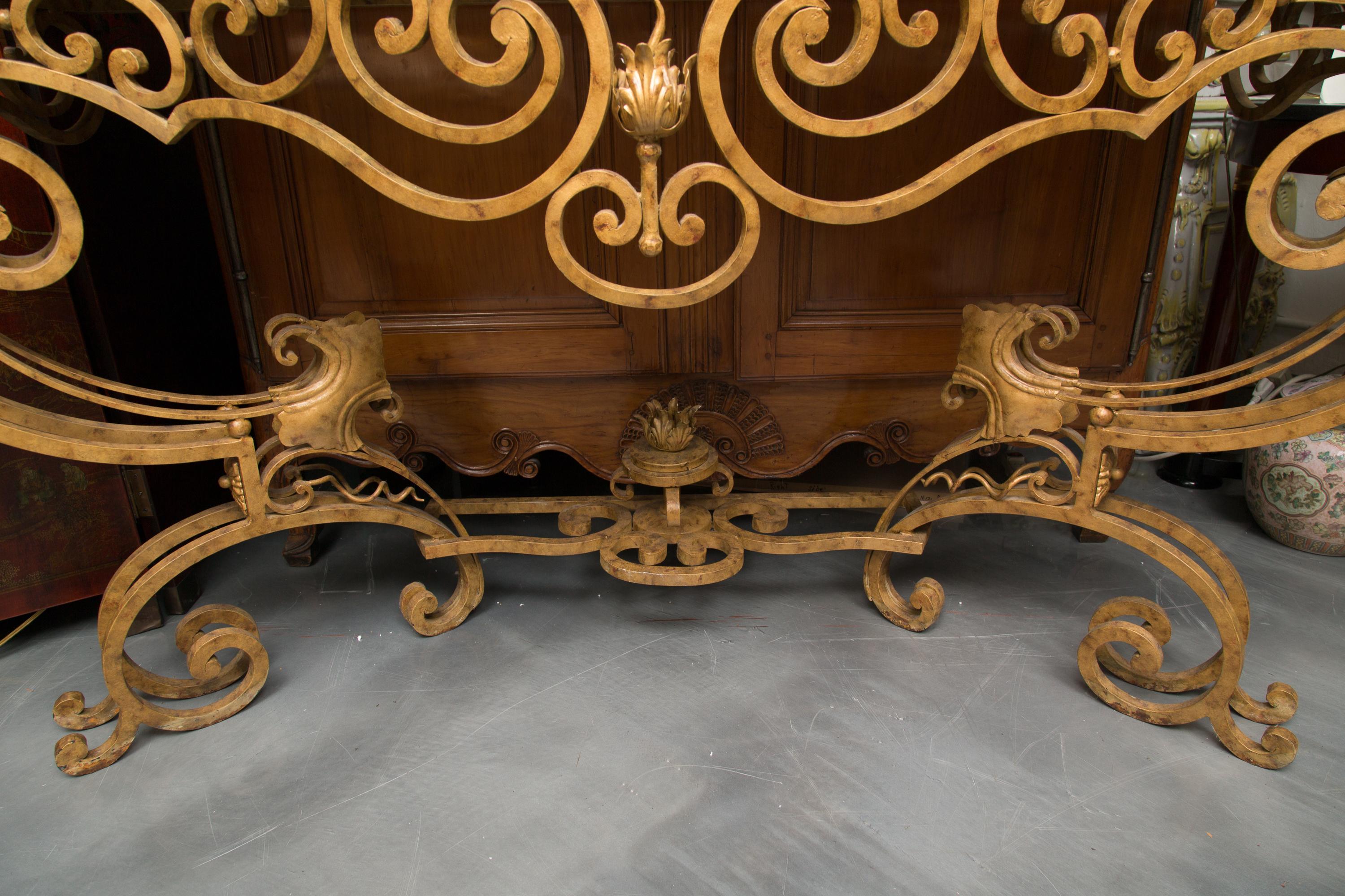 Serpentine Iron Console with Marble Top 5