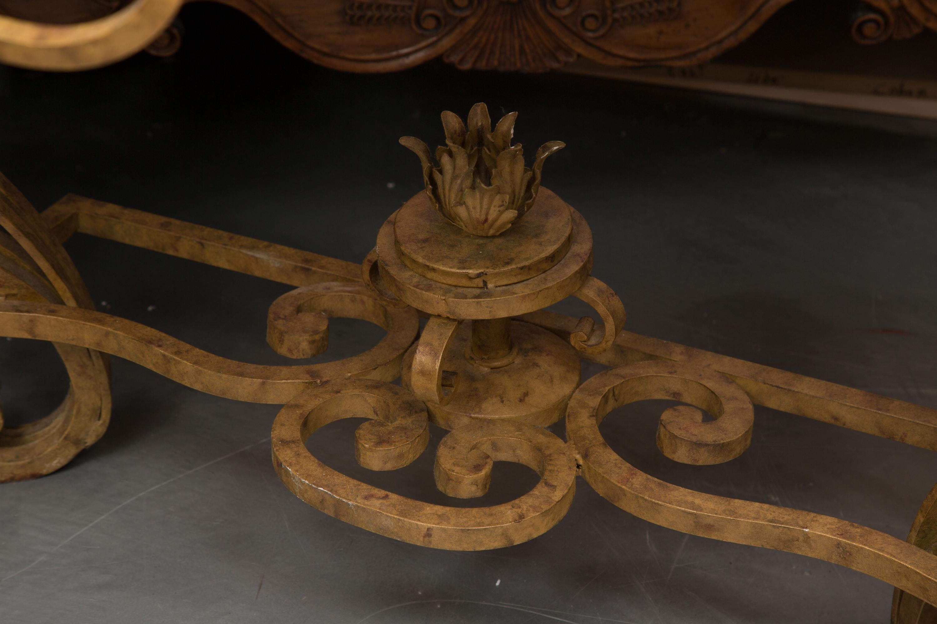 Rococo Serpentine Iron Console with Marble Top