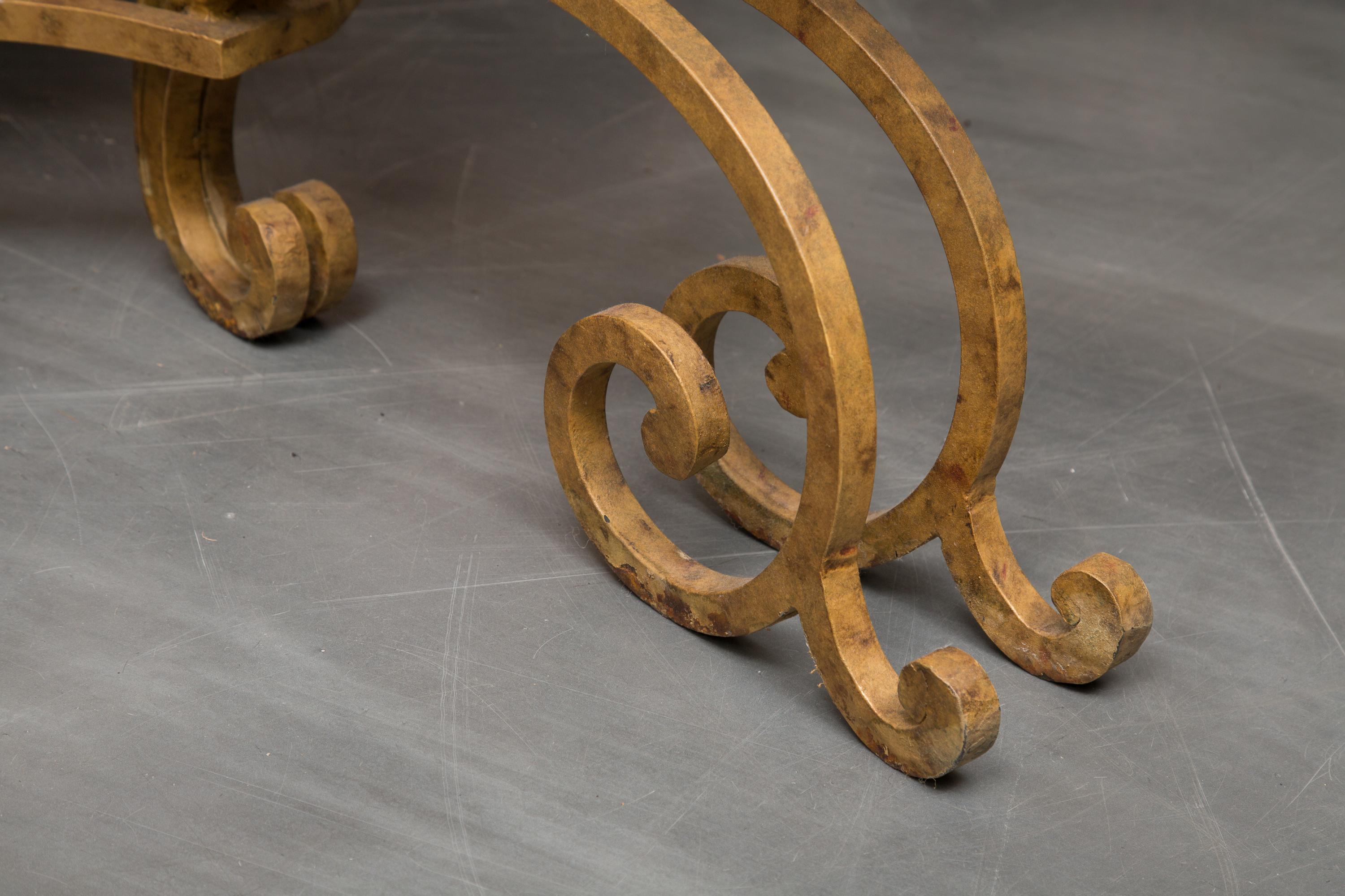 Unknown Serpentine Iron Console with Marble Top