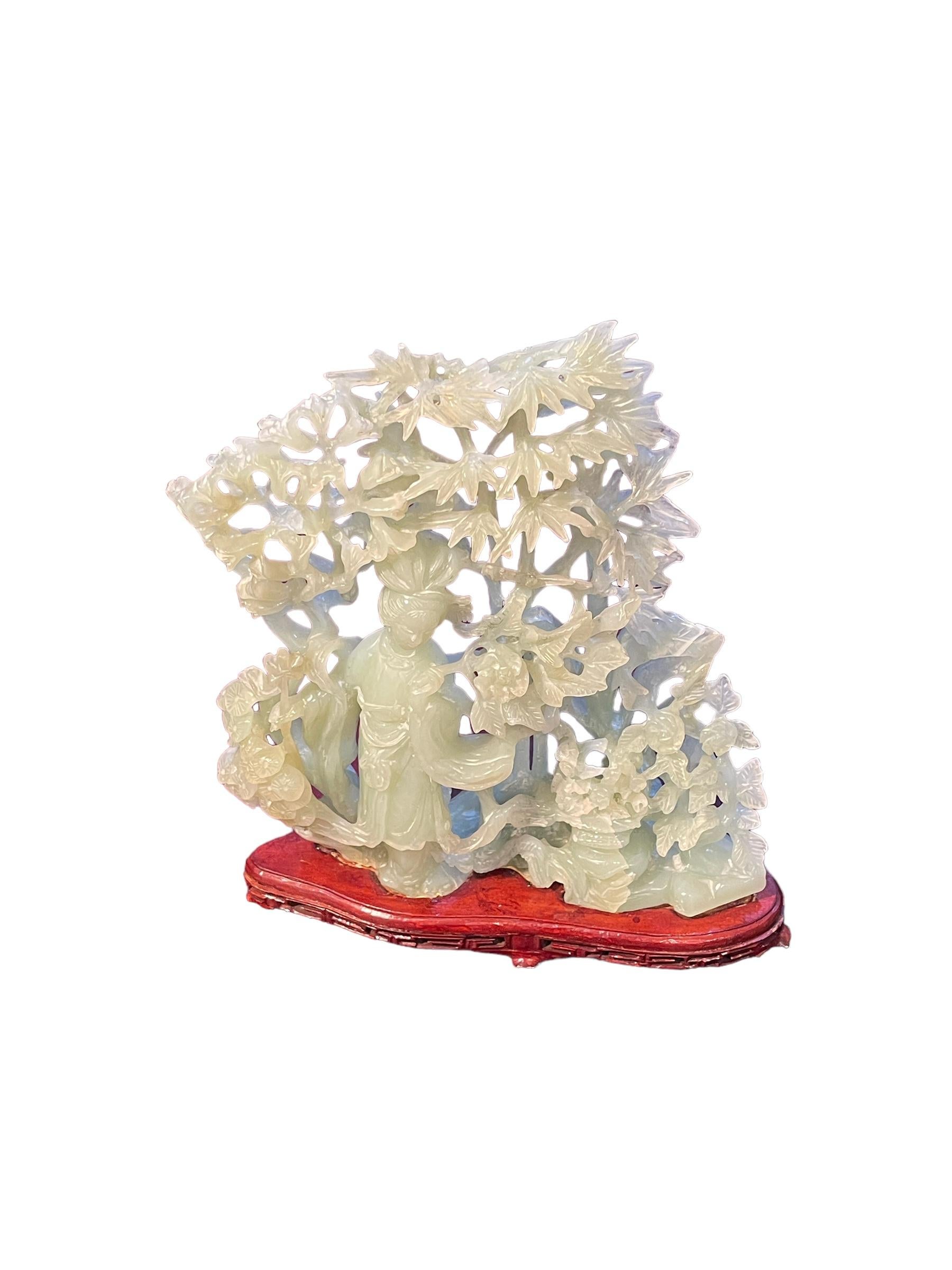 Qing Serpentine jade group, China, late 19th century For Sale