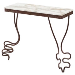 Serpentine Legged Iron Console Table, France, 1960s