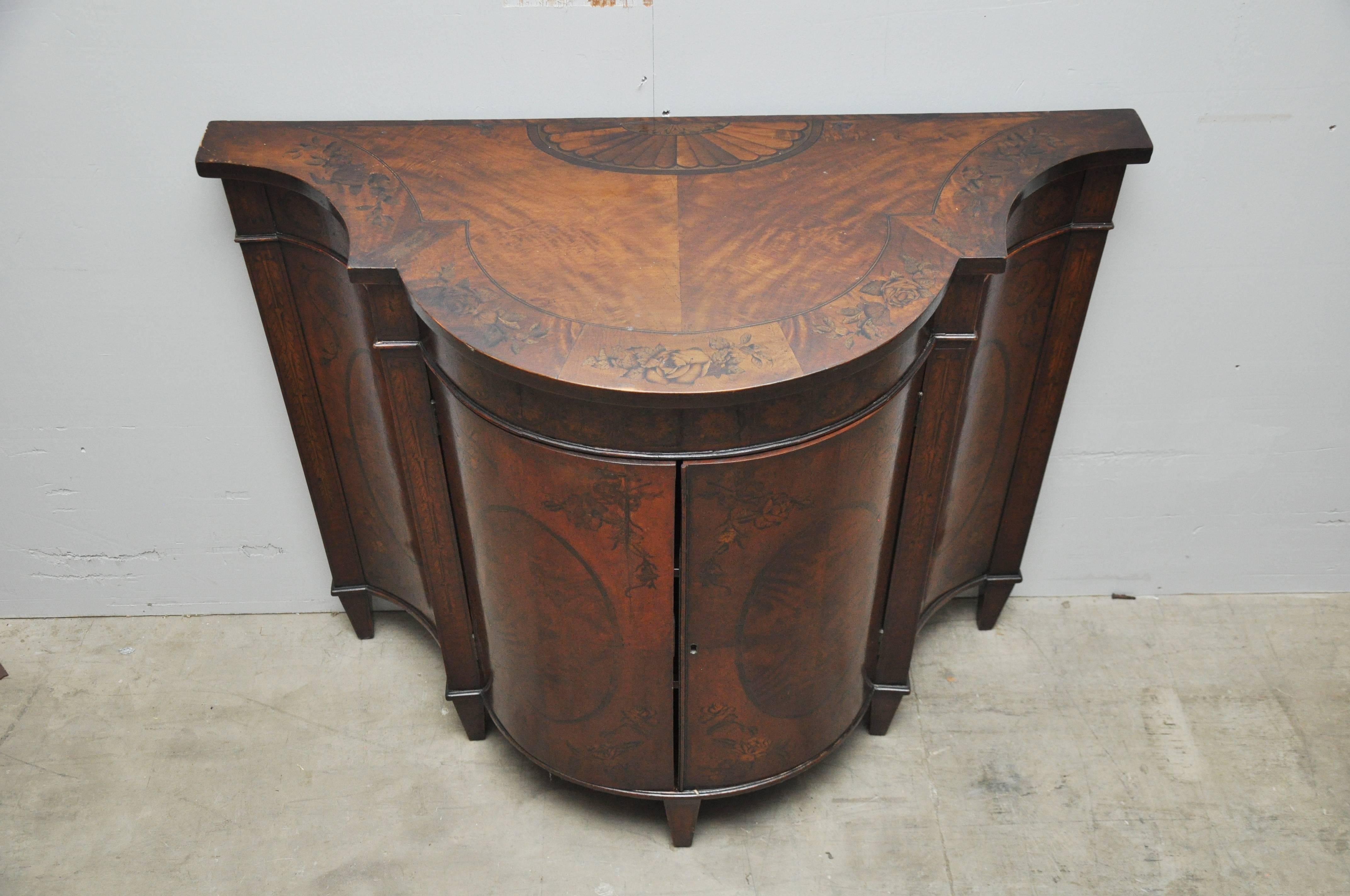 Serpentine Mahogany Inlaid Curved Cabinet For Sale 2