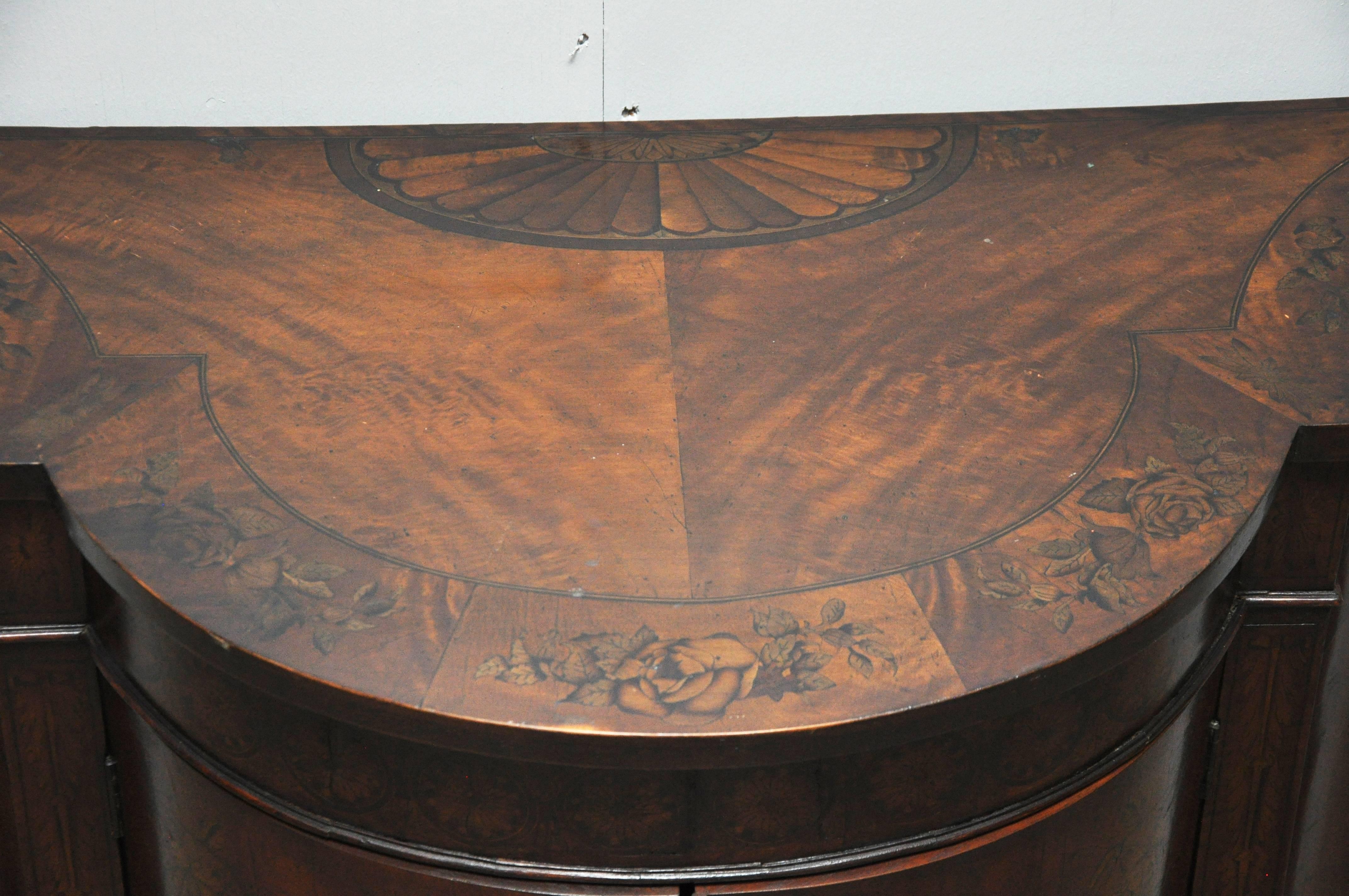 Serpentine Mahogany Inlaid Curved Cabinet For Sale 3