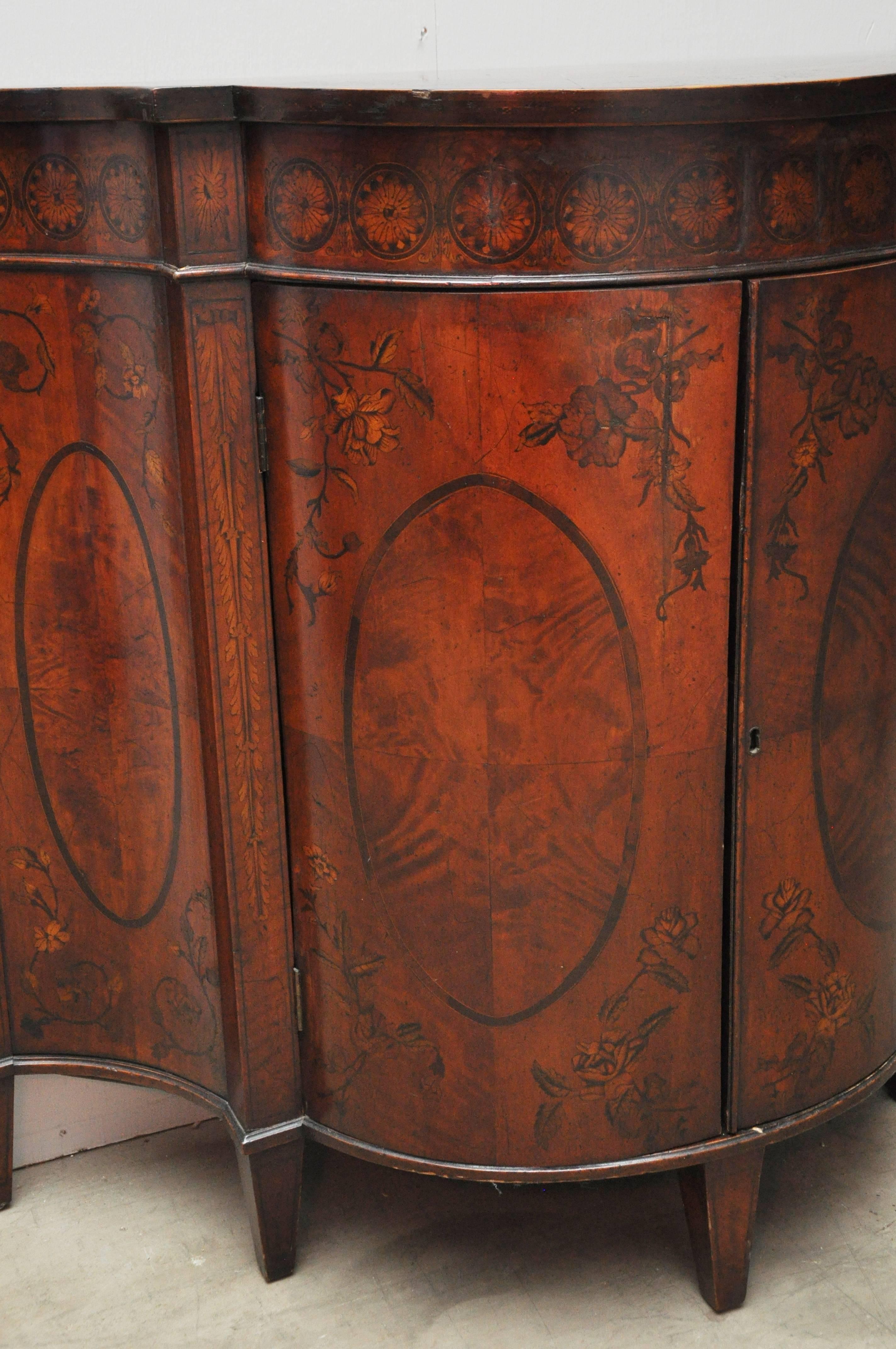 Inlay Serpentine Mahogany Inlaid Curved Cabinet For Sale