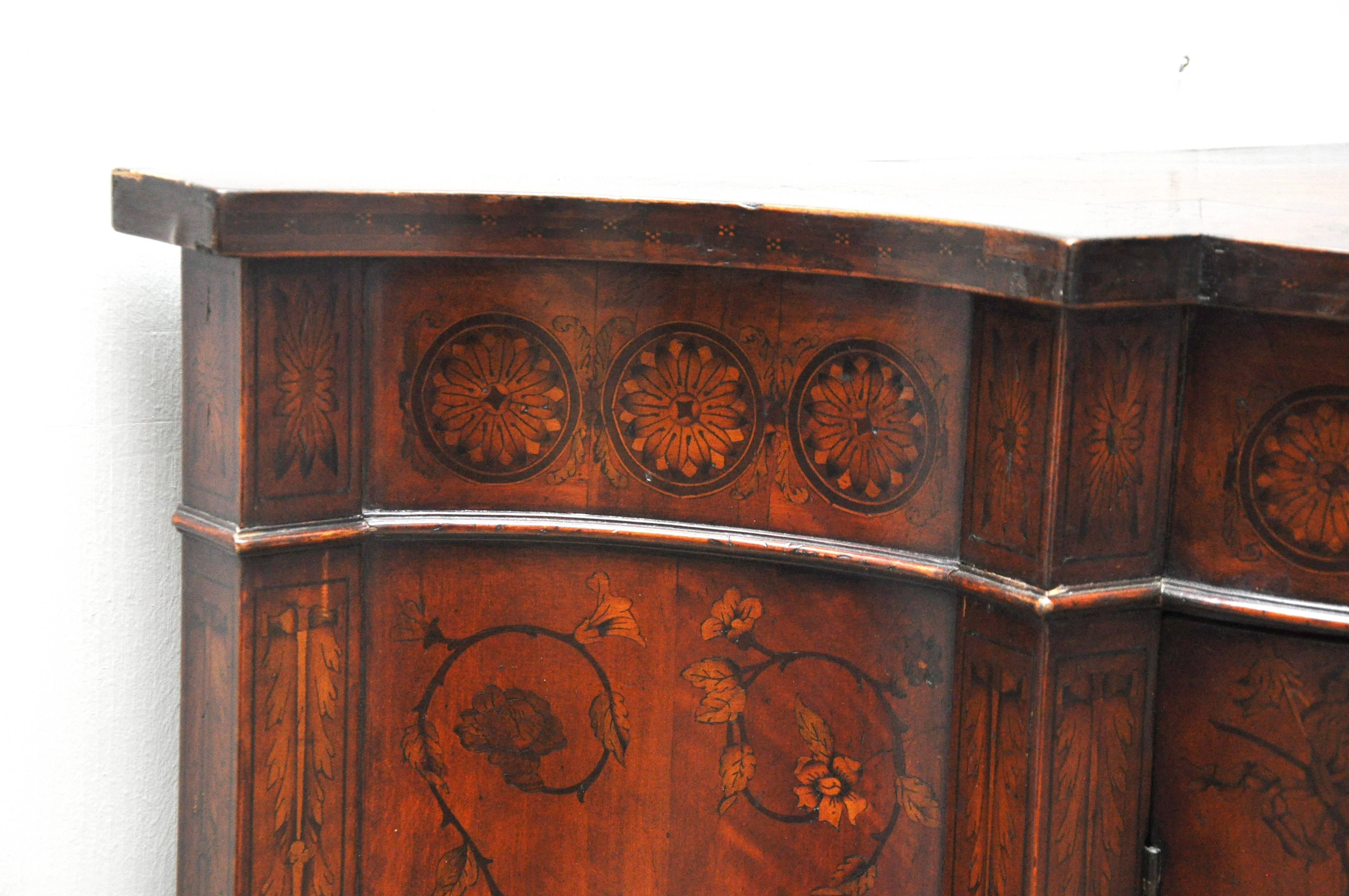 Wood Serpentine Mahogany Inlaid Curved Cabinet For Sale