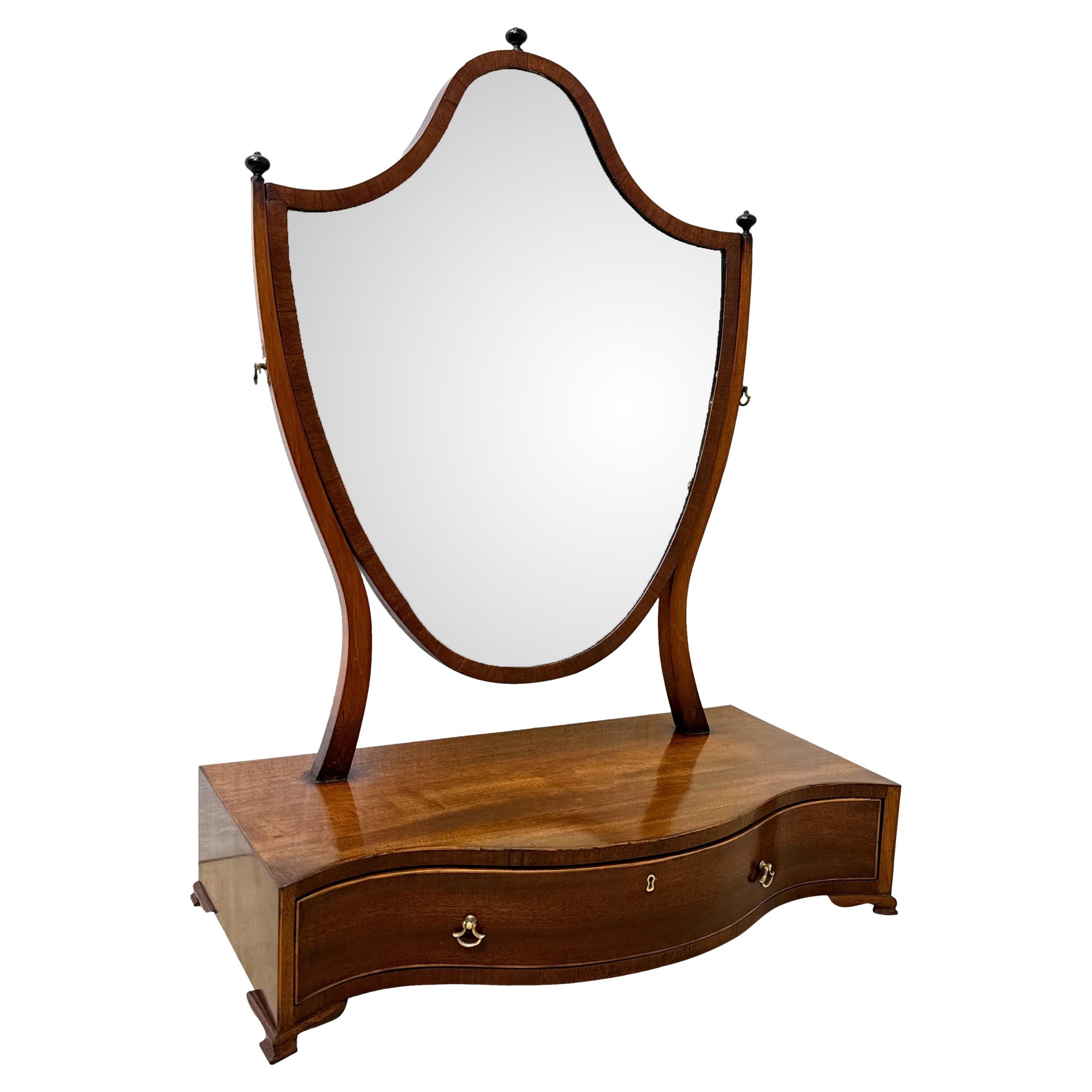 Serpentine Mahogany Large Georgian Dressing Table Mirror For Sale