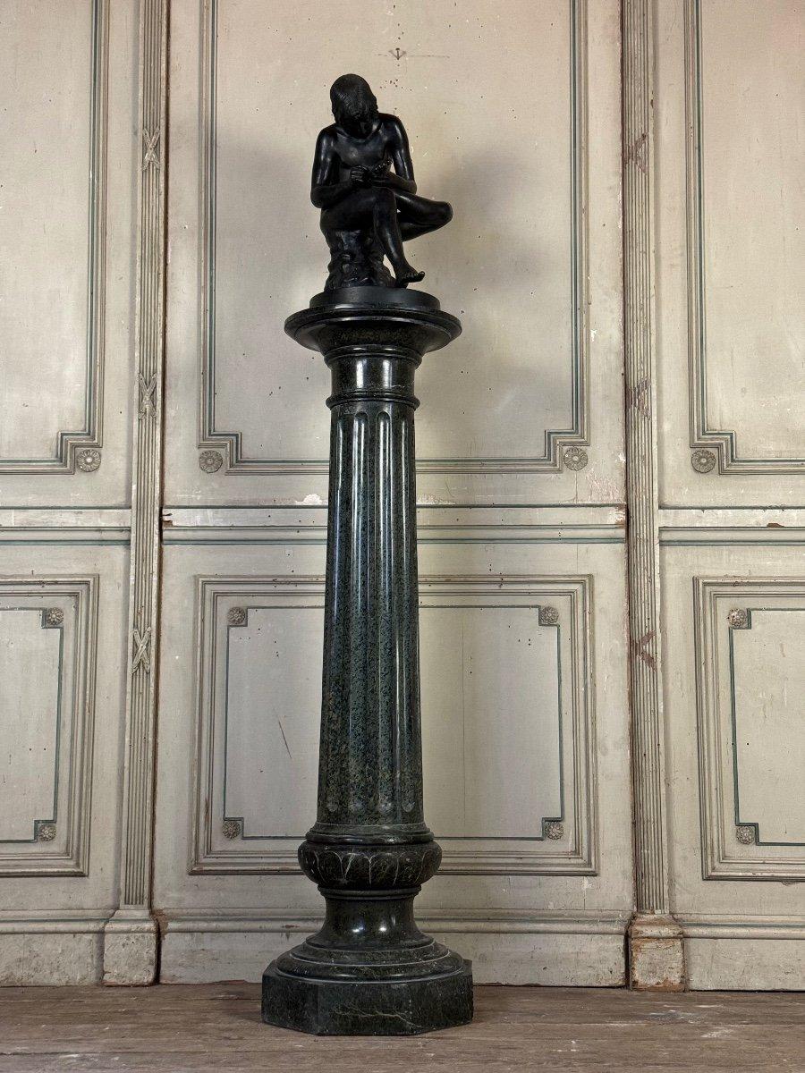 Romano classico Colonna scanalata in marmo serpentino, 1880 circa in vendita