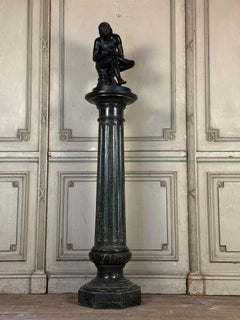 Serpentine Marble Fluted Column, Circa 1880