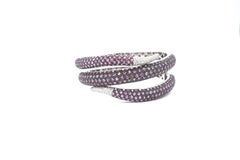 Serpentine Pink Sapphire and Diamond Pavé 18 Karat White Gold Hinged Cuff Bangle