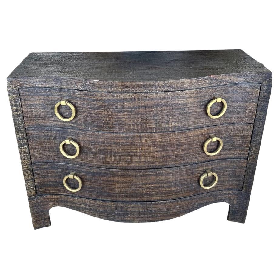 Serpentine Raffia Commode For Sale