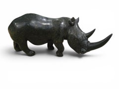 Serpentine Rhinoceros Sculpture by Lamelik, Zimbabwe, 1960s