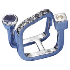 Serpentine Ring in Sterling Silver 925 with Tanzanite & Sapphire by SAKRA
