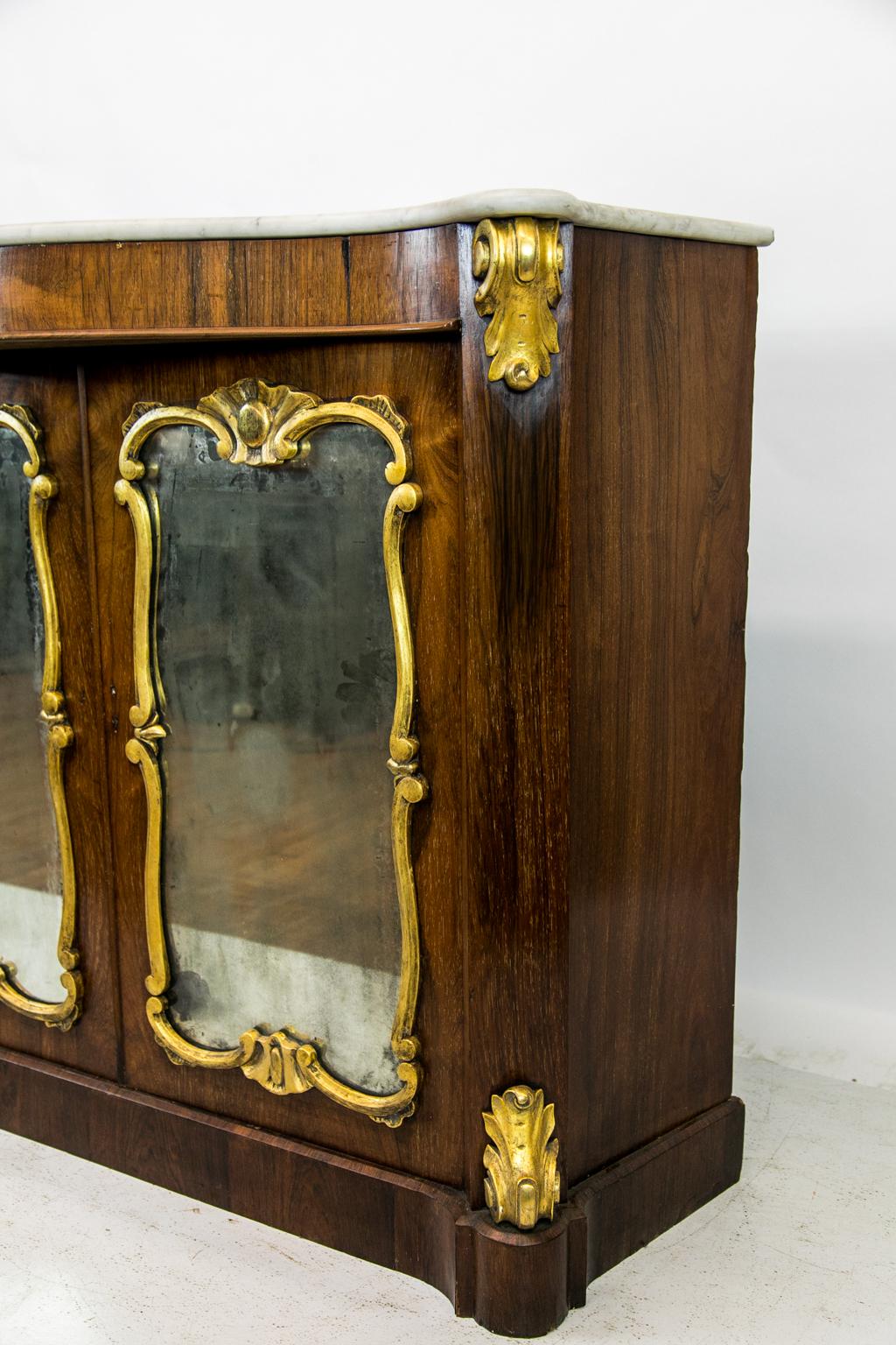 Serpentine Rosewood Marble Top Console In Good Condition For Sale In Wilson, NC