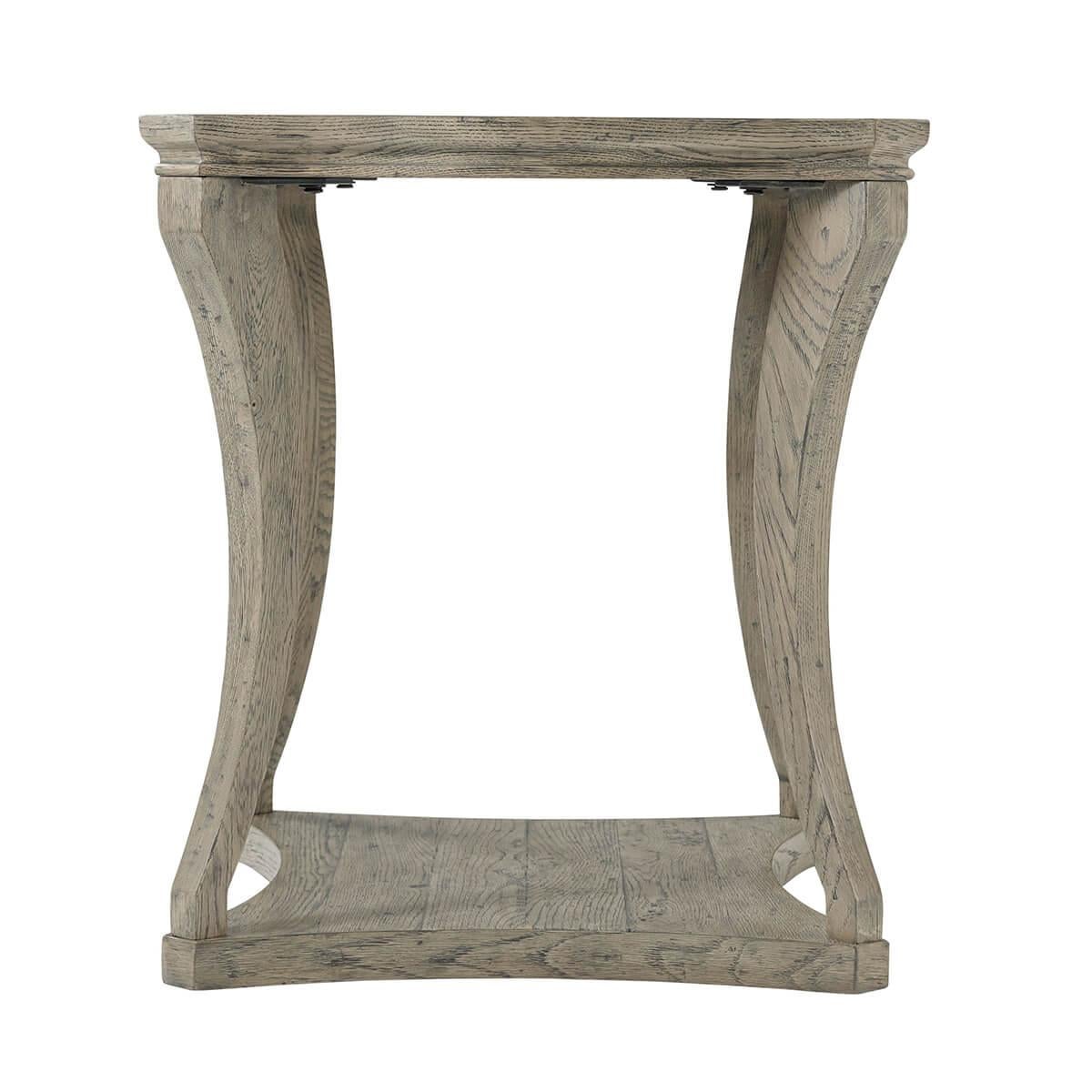 Serpentine Rustic Greyed Oak Side Table In New Condition For Sale In Westwood, NJ