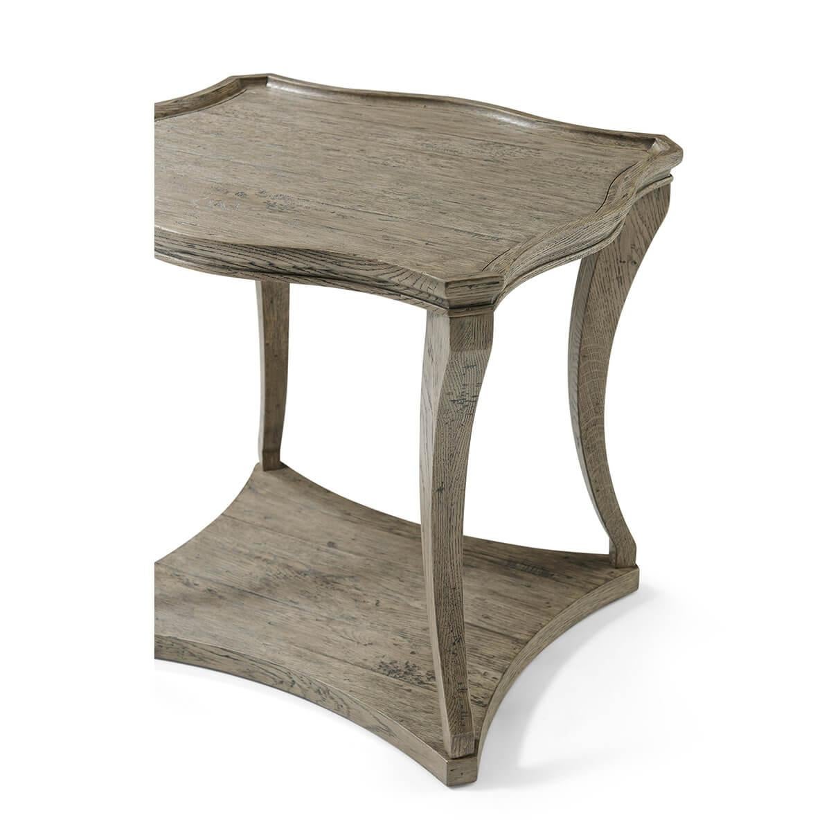 Contemporary Serpentine Rustic Greyed Oak Side Table For Sale
