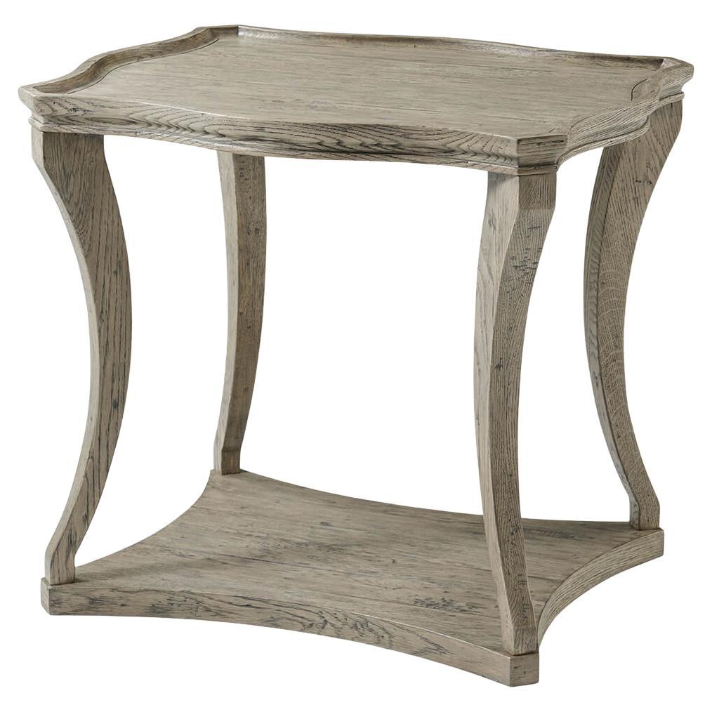 Serpentine Rustic Greyed Oak Side Table For Sale