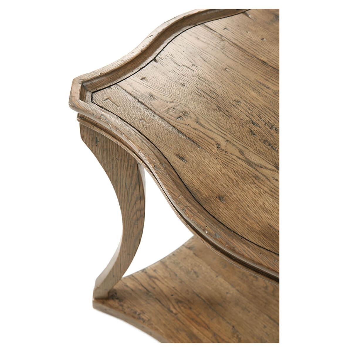Serpentine Rustic Oak Side Table In New Condition In Westwood, NJ