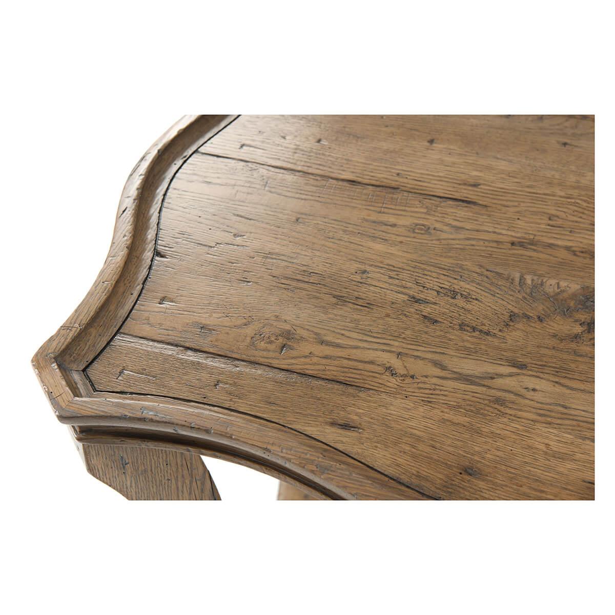 Contemporary Serpentine Rustic Oak Side Table For Sale