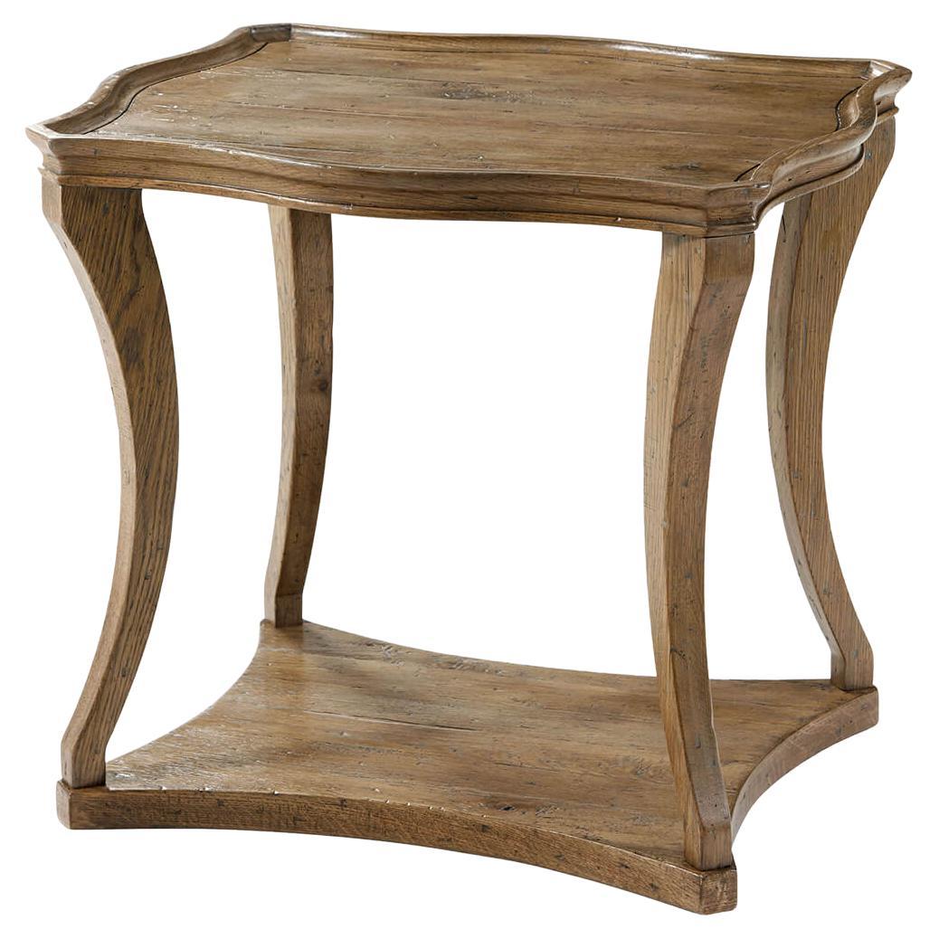 Serpentine Rustic Oak Side Table For Sale