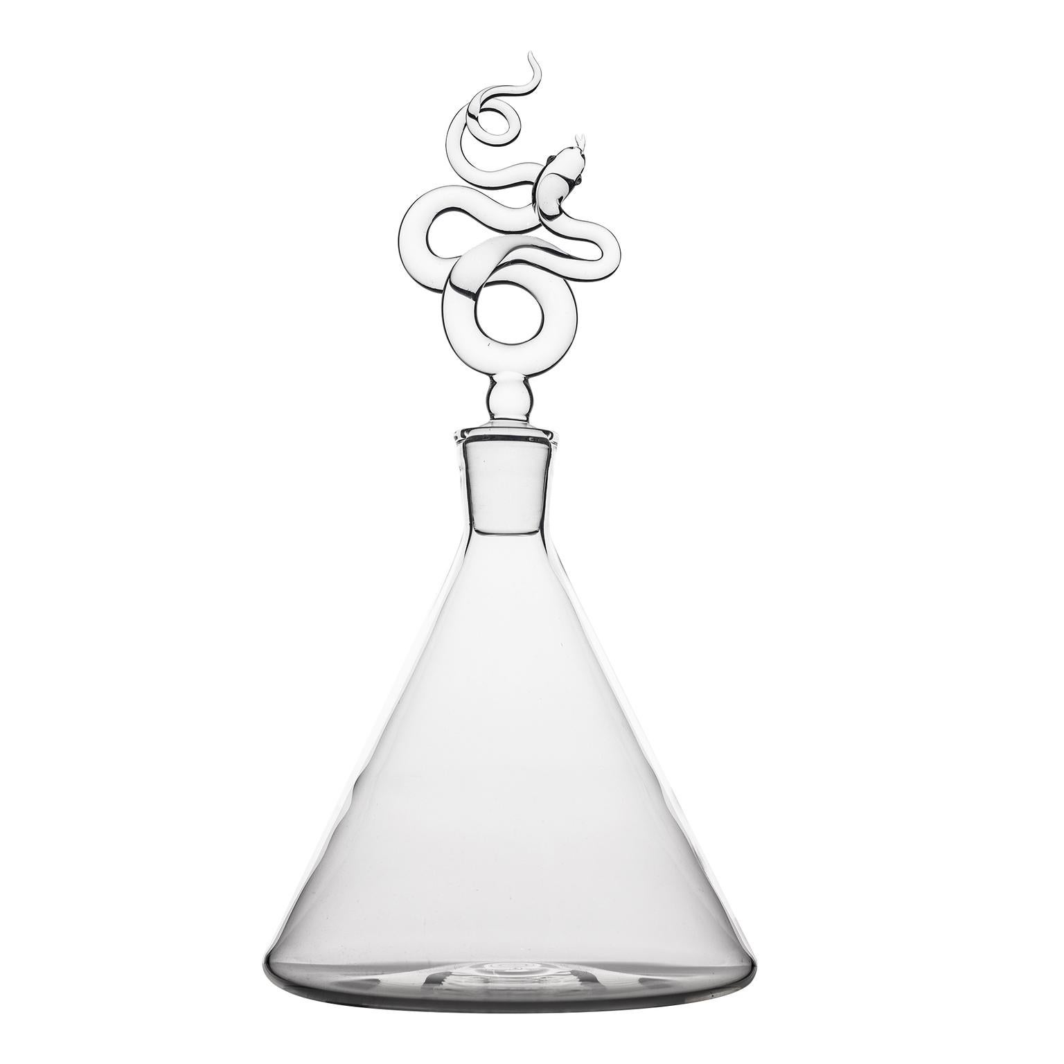 Contemporary Serpentine mundgeblasenes Glas Likör Dekanter, Gläser und Astray Set im Angebot 1
