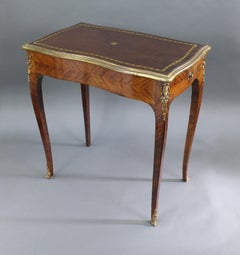 Serpentine Shaped Kingwood Writing Table with Brass Mounts, circa 1800