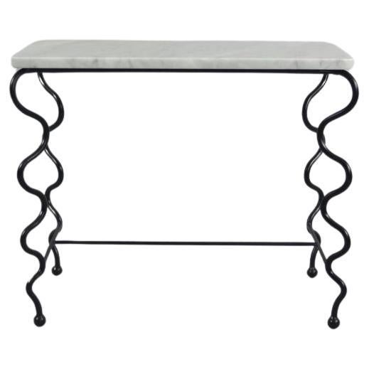 'Serpentine' Side Table with Carrara Marble Top For Sale