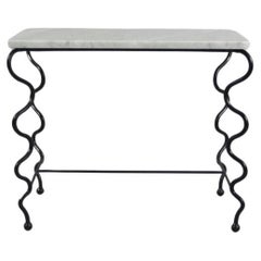'Serpentine' Side Table with Carrara Marble Top