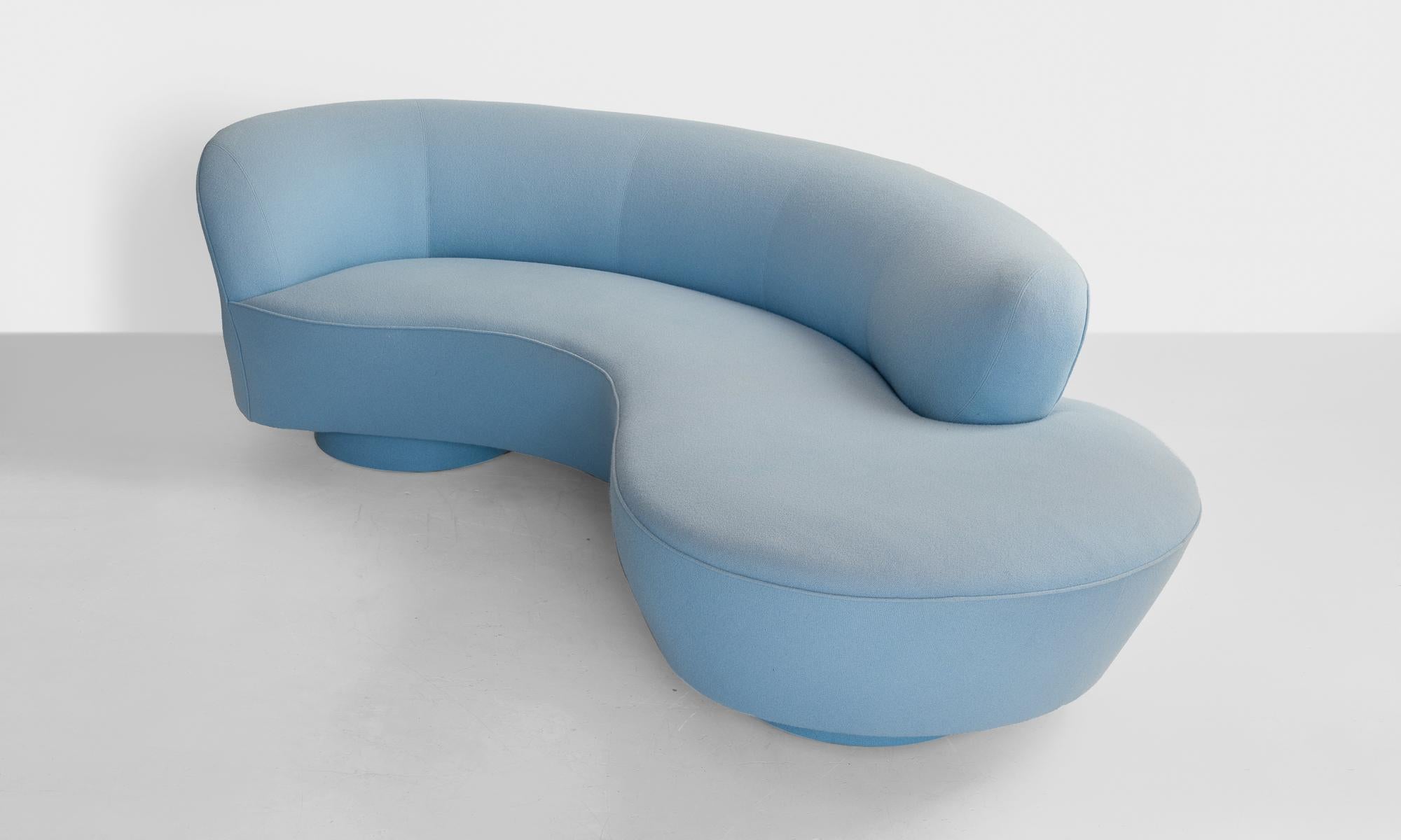 Iconic serpentine sofa designed by Vladimir Kagan. Reupholstered in wool fabric by Maharam.