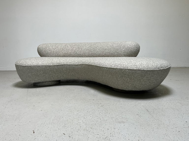 Armless serpentine / cloud sofa designed by Vladimir Kagan for Directional. Fully restored and upholstered in Holly Hunt / Los Cabos /Steam fabric.

Matching one arm sofa available separately.