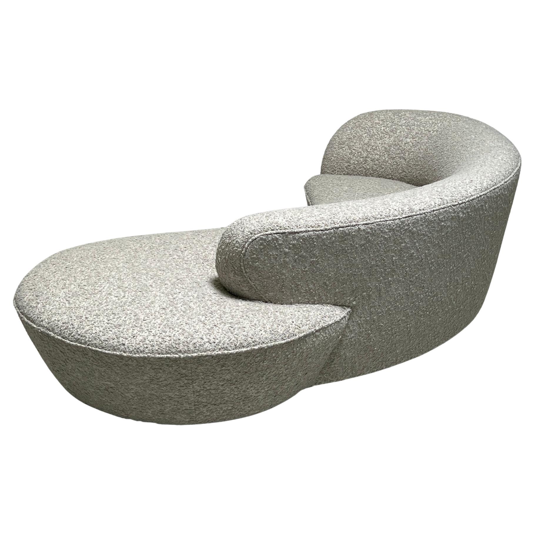 One arm serpentine / cloud sofa designed by Vladimir Kagan for Directional. Fully restored and upholstered in Holly Hunt / Los Cabos /Steam fabric.

Matching armless sofa available separately.