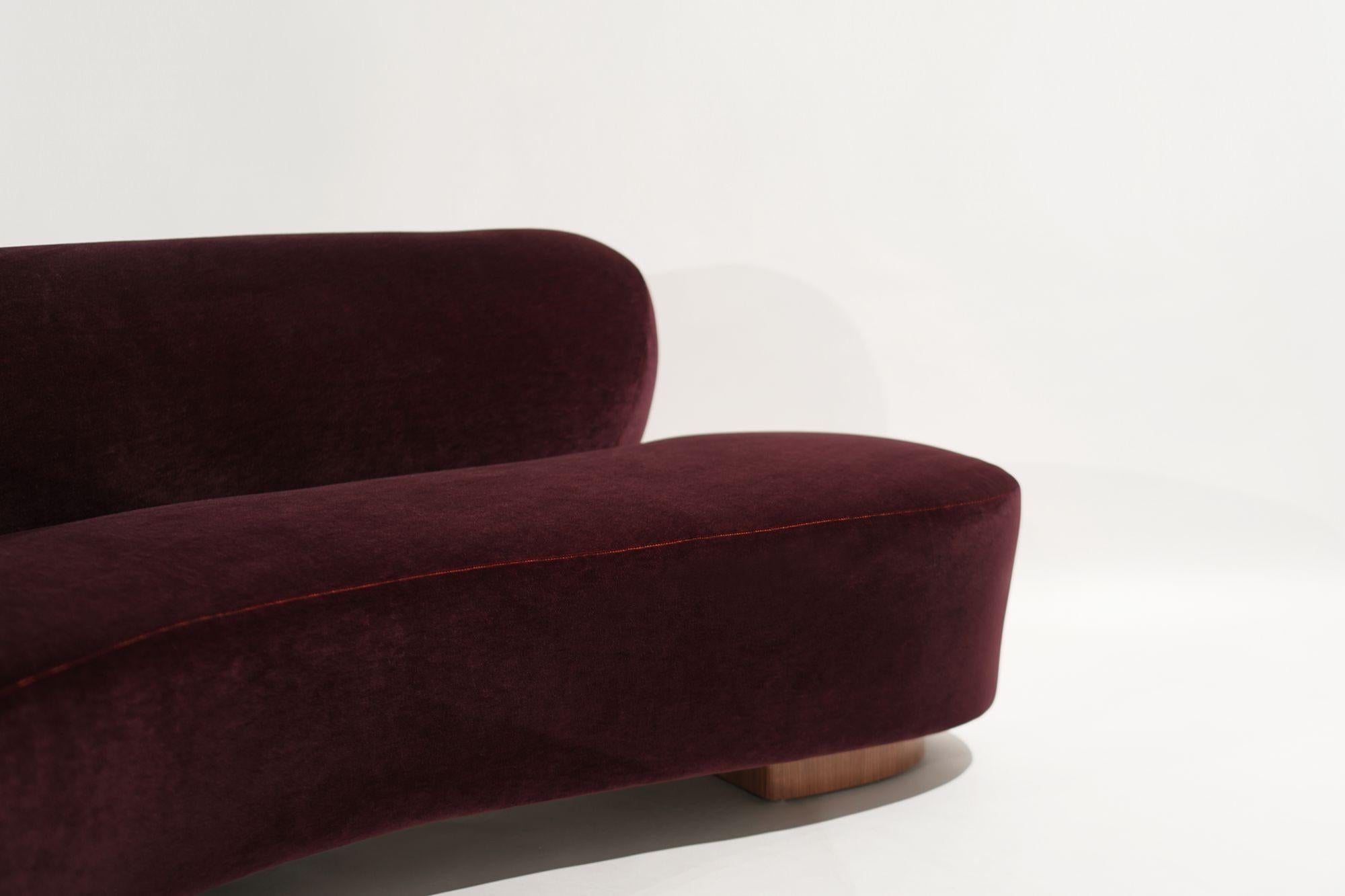 Serpentine Sofa by Vladimir Kagan in Burgundy Mohair, Model 150BS 2
