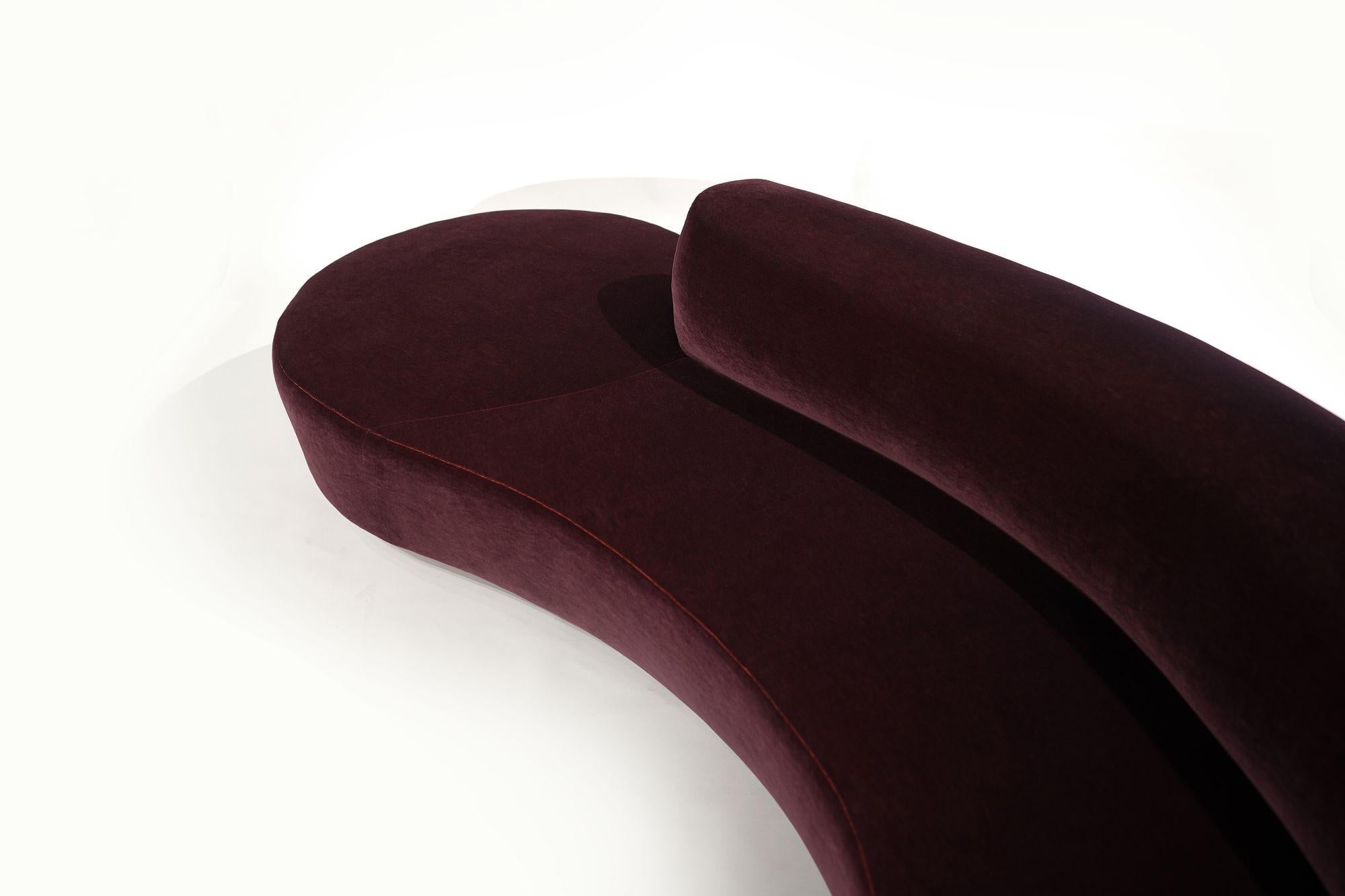 Serpentine Sofa by Vladimir Kagan in Burgundy Mohair, Model 150BS 6