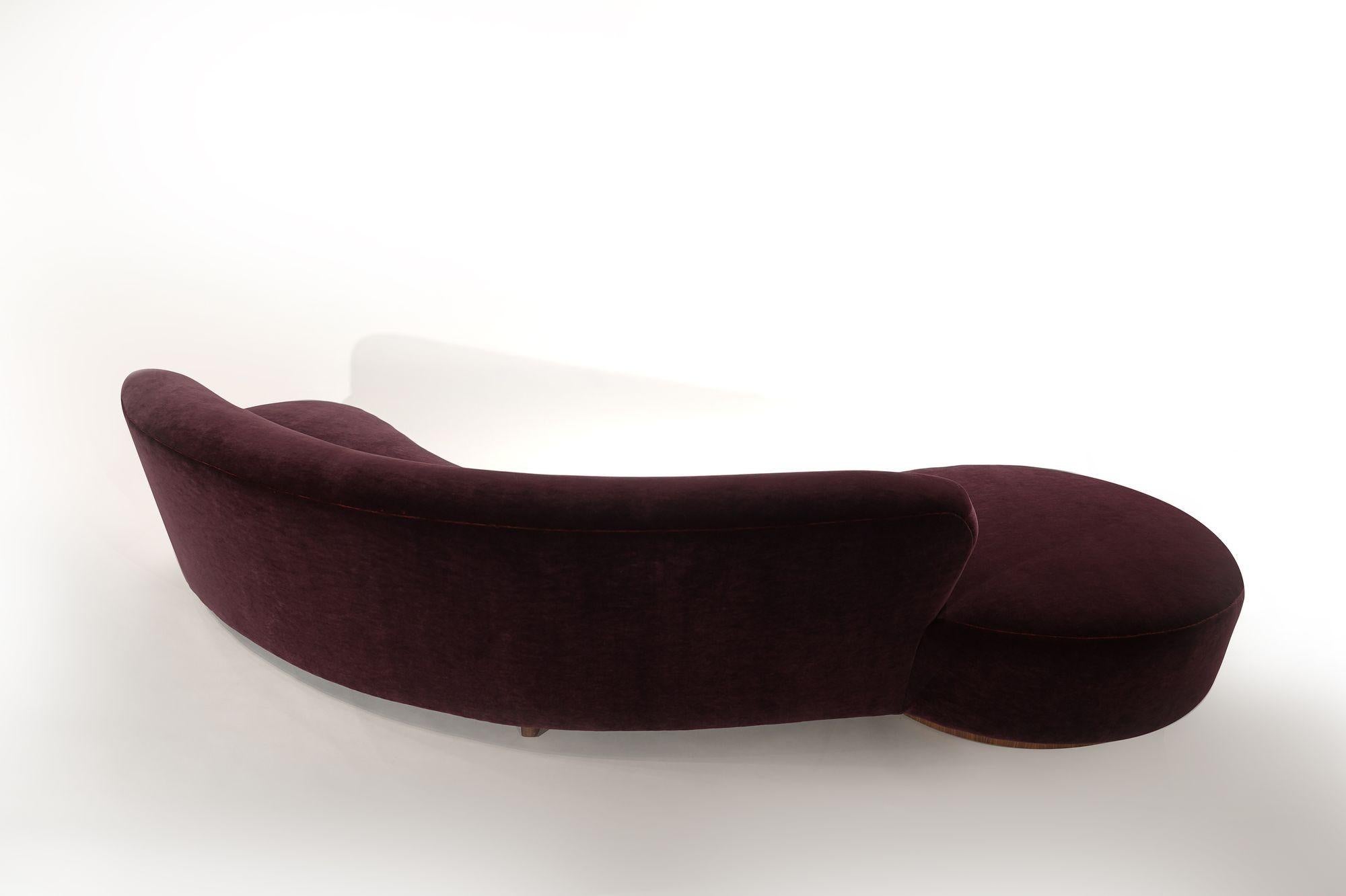 American Serpentine Sofa by Vladimir Kagan in Burgundy Mohair, Model 150BS