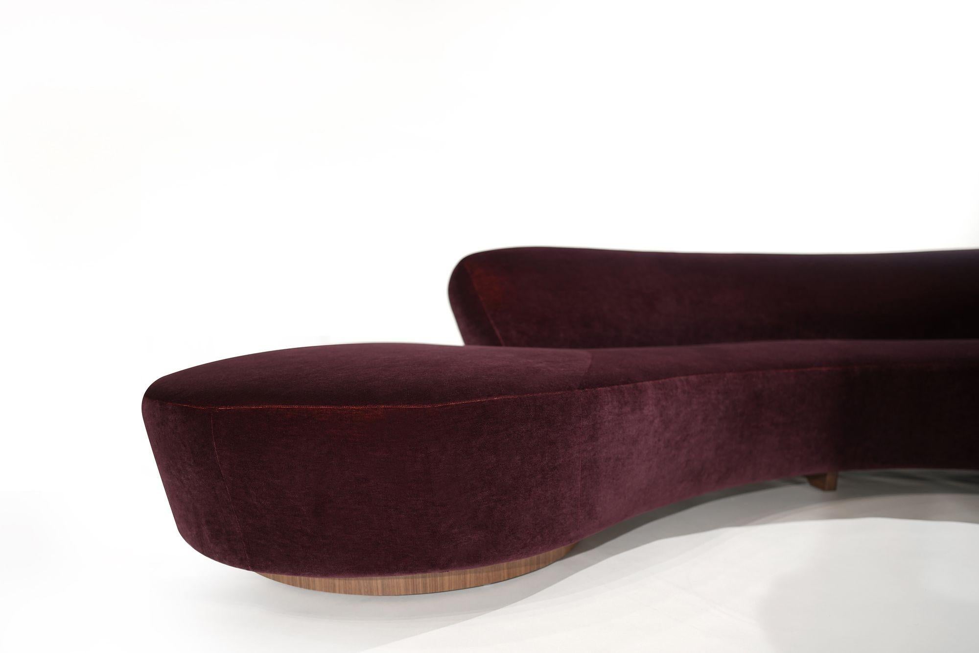 Serpentine Sofa by Vladimir Kagan in Burgundy Mohair, Model 150BS 1