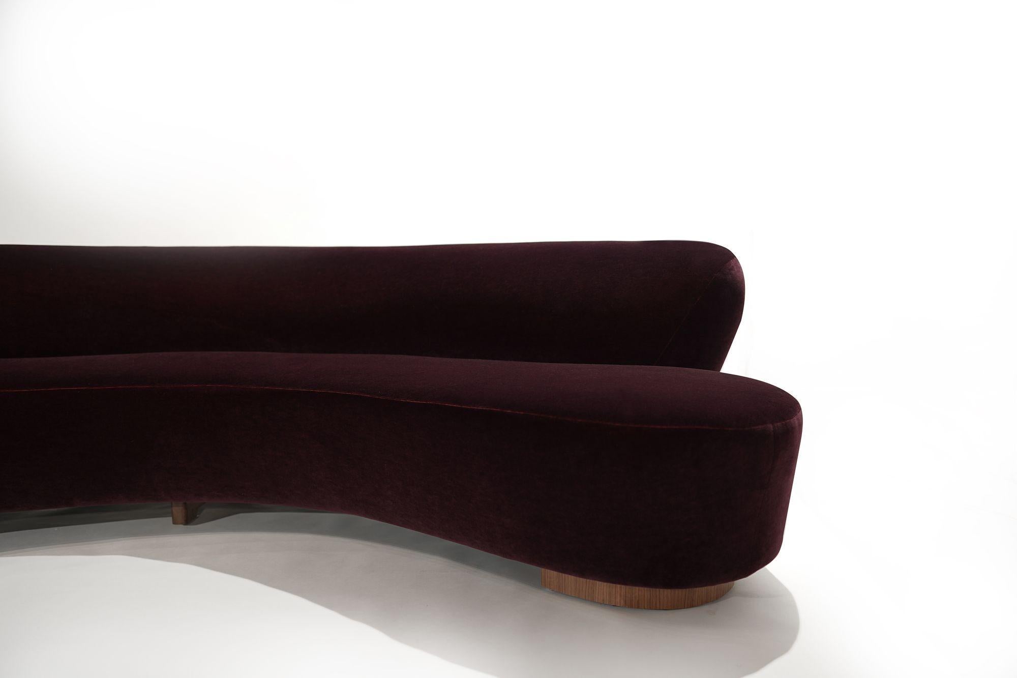 Serpentine Sofa by Vladimir Kagan in Burgundy Mohair, Model 150BS 2