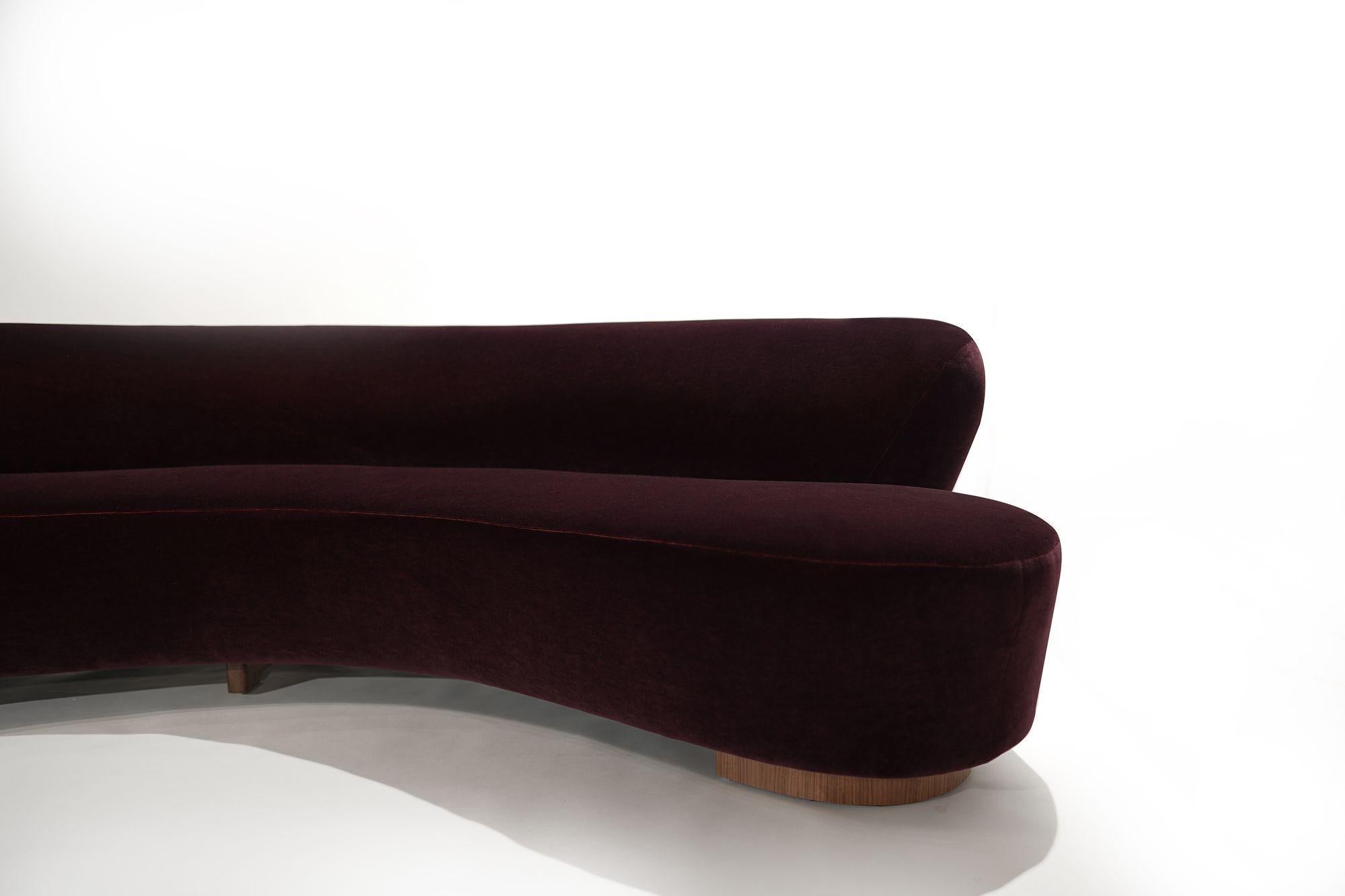 Serpentine Sofa by Vladimir Kagan in Burgundy Mohair, Model 150BS 1