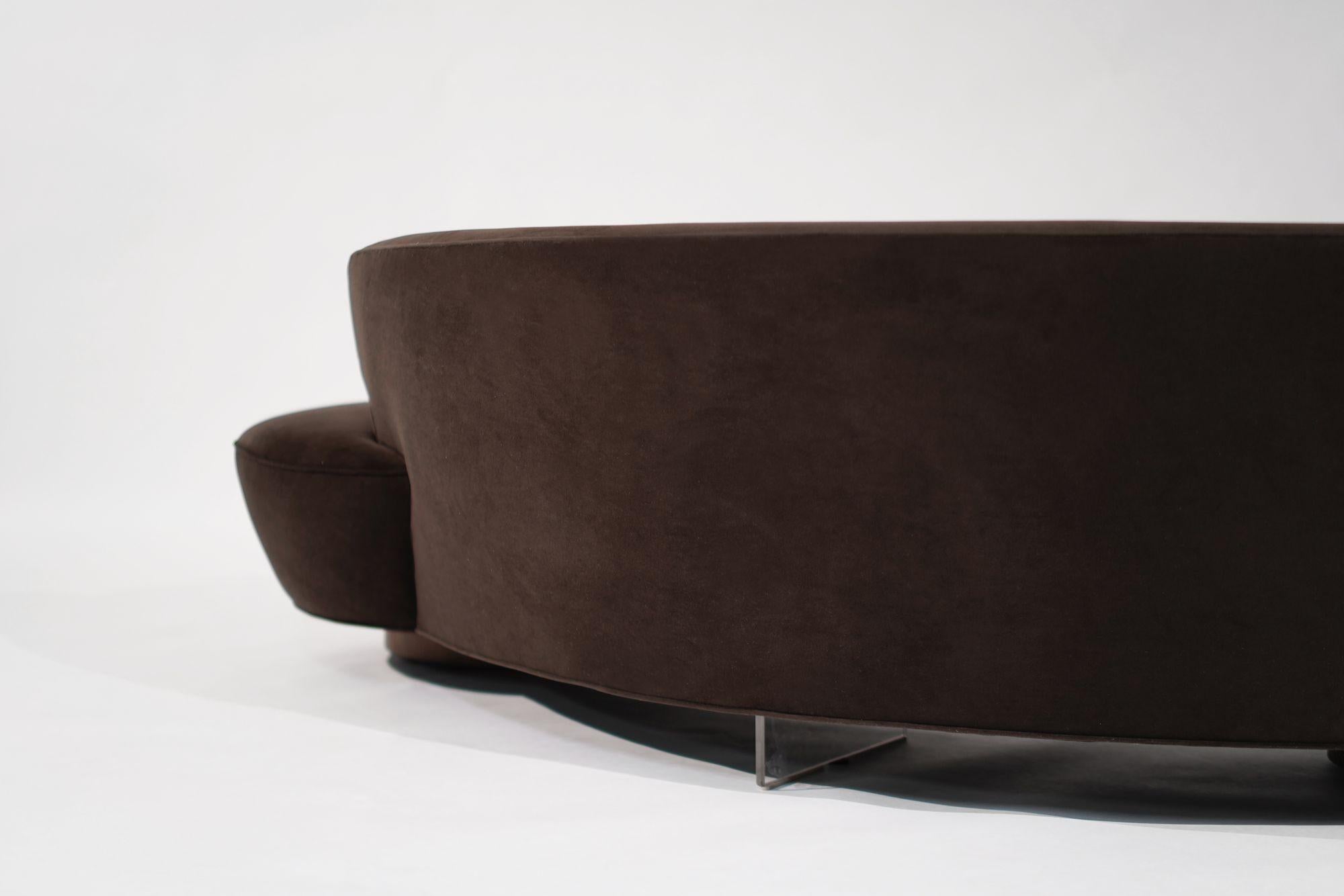 Serpentine Sofa in Chocolate Velvet by Vladimir Kagan, C. 1970s 4