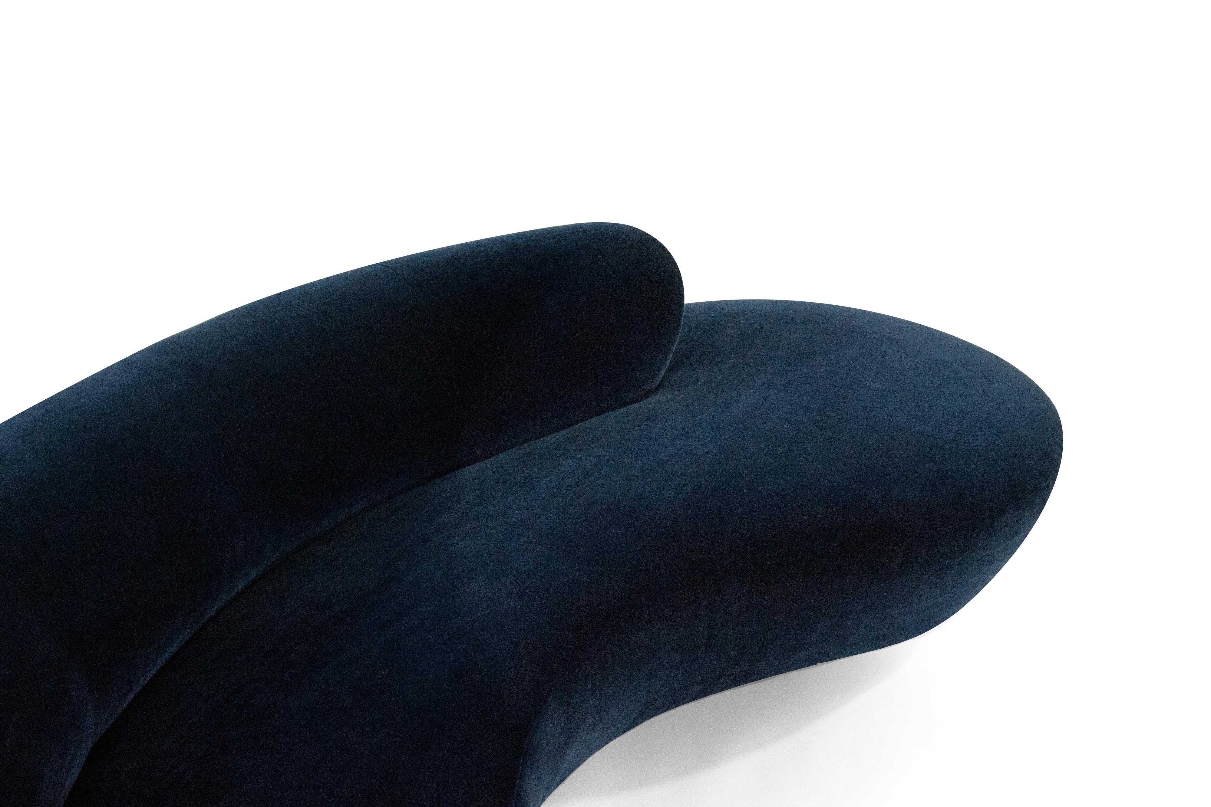 American Serpentine Sofa in Deep Blue Mohair by Vladimir Kagan