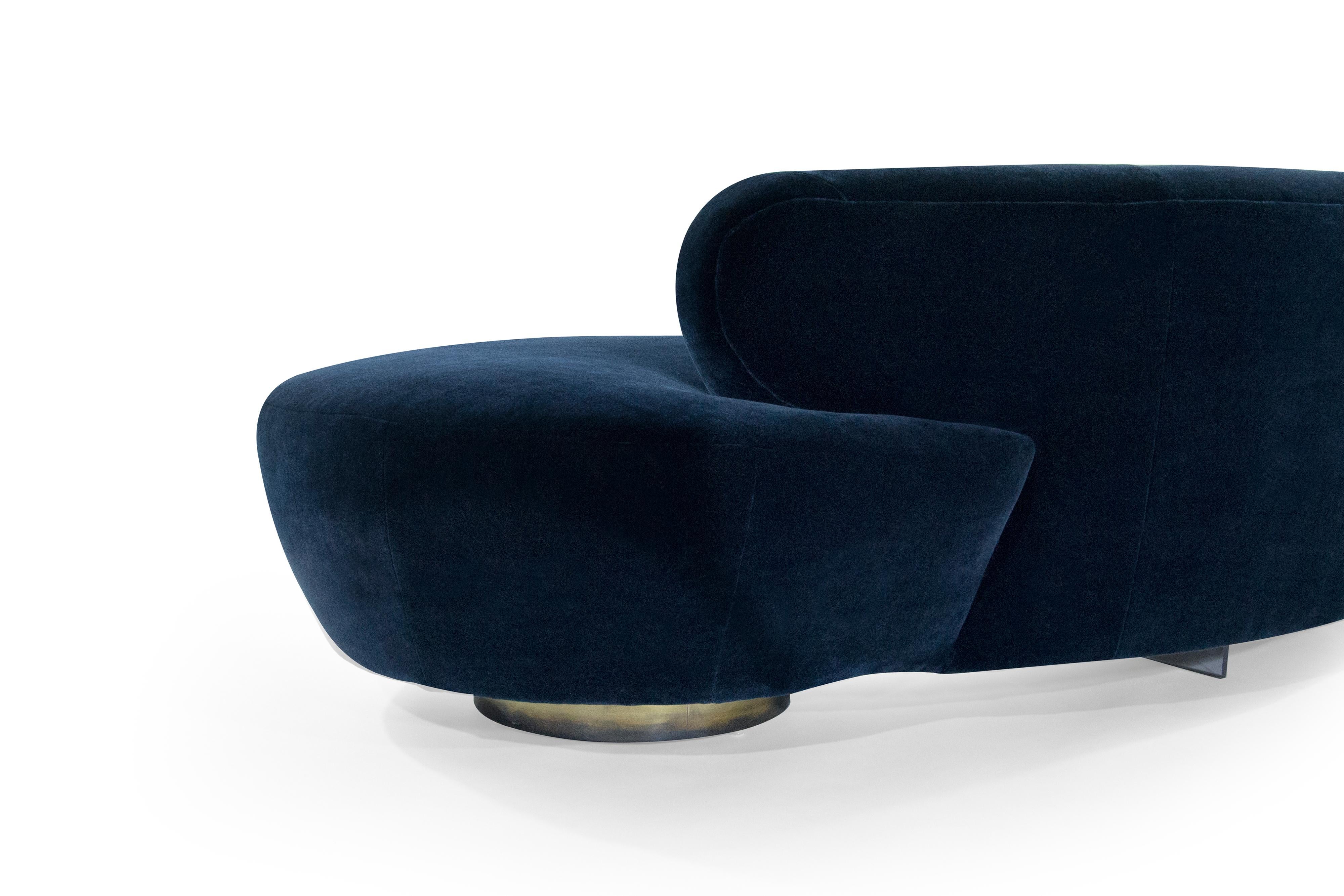 20th Century Serpentine Sofa in Deep Blue Mohair by Vladimir Kagan