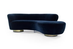 Serpentine Sofa in Deep Blue Mohair by Vladimir Kagan