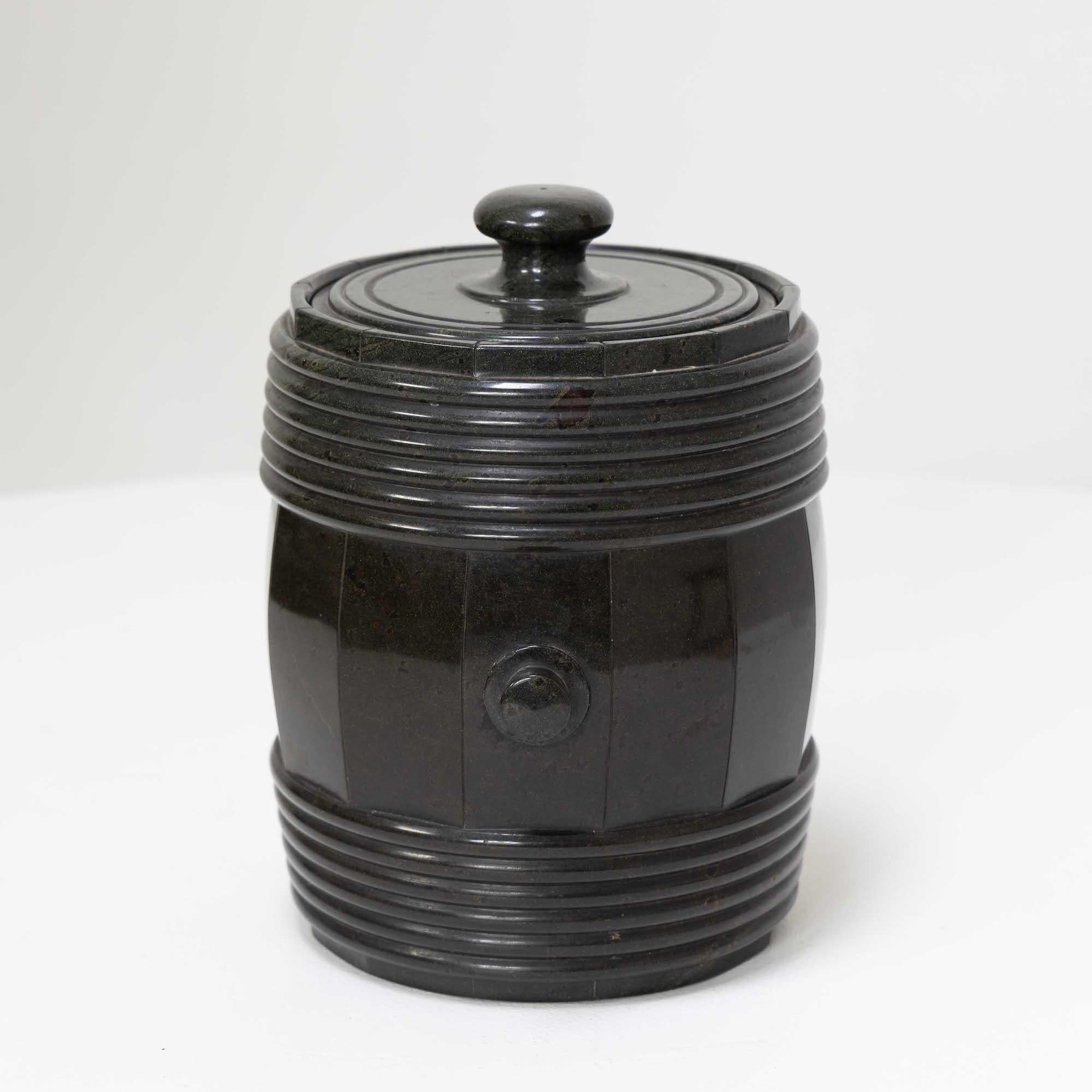 German Serpentine Tobacco Pot, Zöblitz, Early 19th Century For Sale